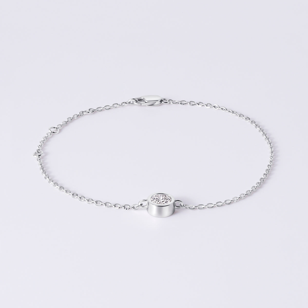 Round Bezel Set Bracelet, White Gold