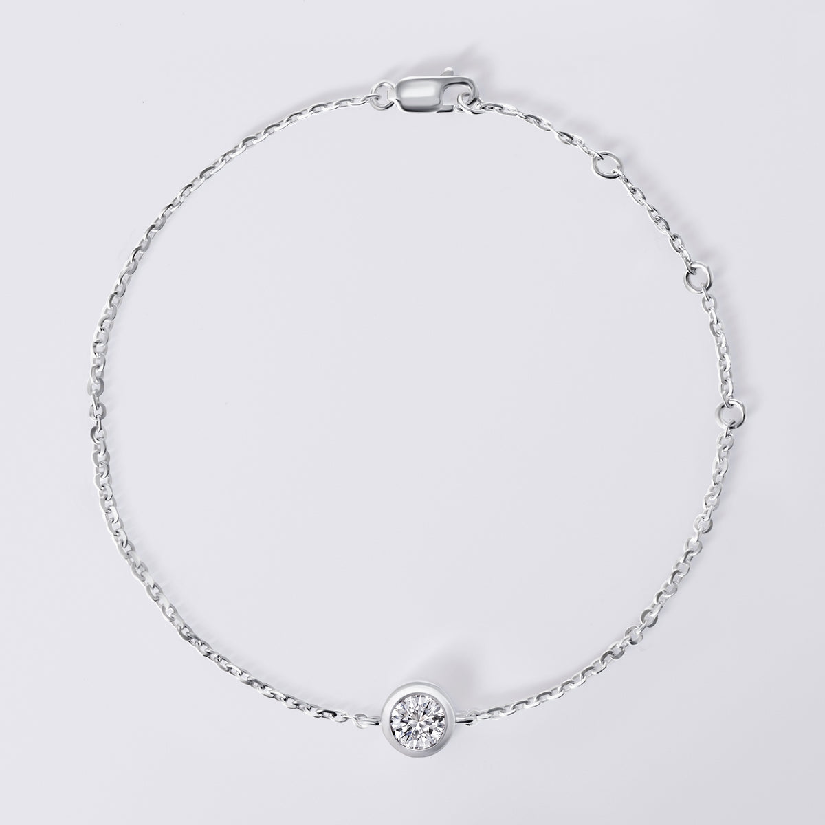 Round Bezel Set Bracelet, White Gold