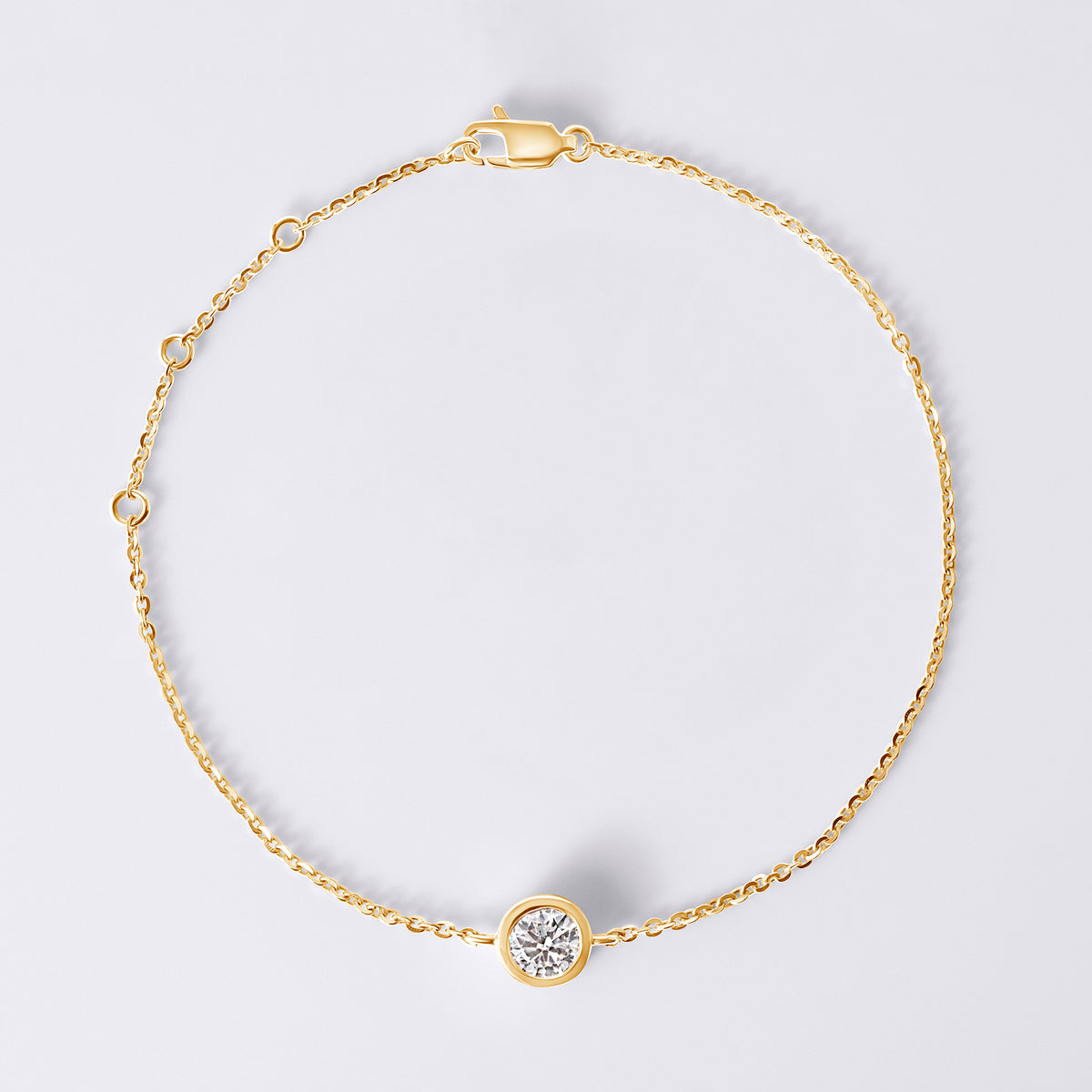 Round Bezel Set Bracelet, White Gold