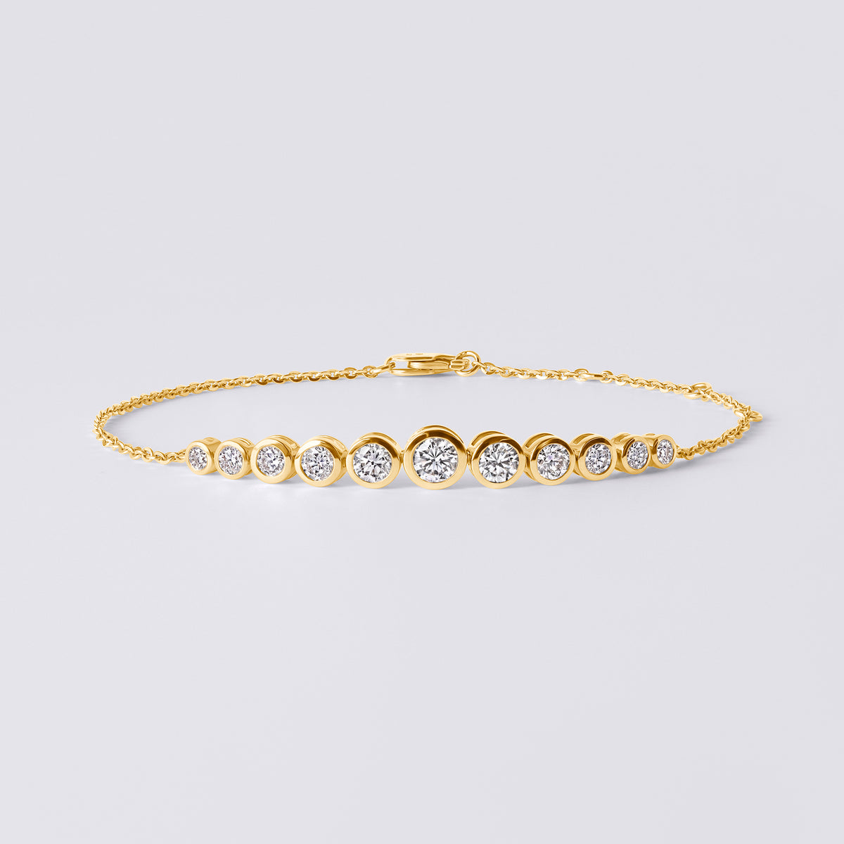 Round Gradient Bezel Bracelet, Yellow Gold