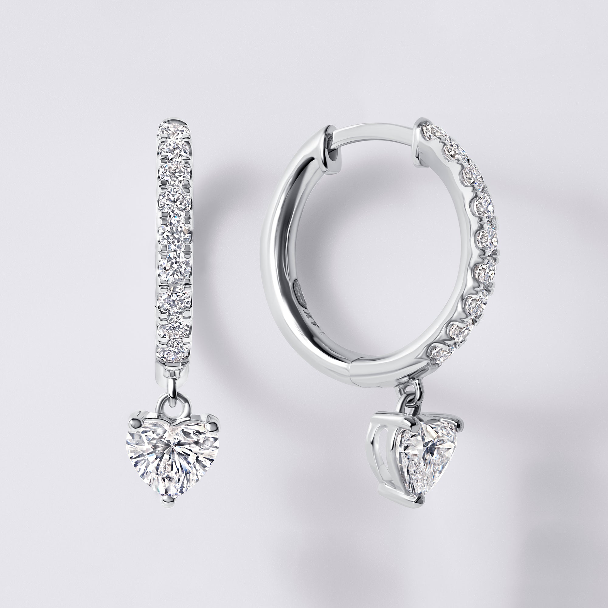 Heart Diamond Pavé Drop Earrings