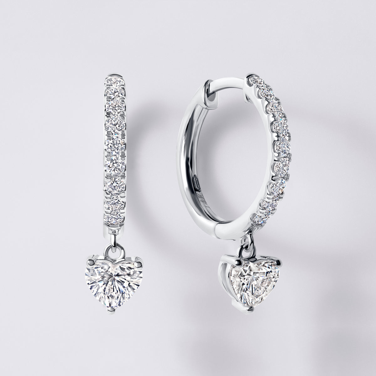 Heart Drop Pave Huggie (1 1/5CTW), White Gold
