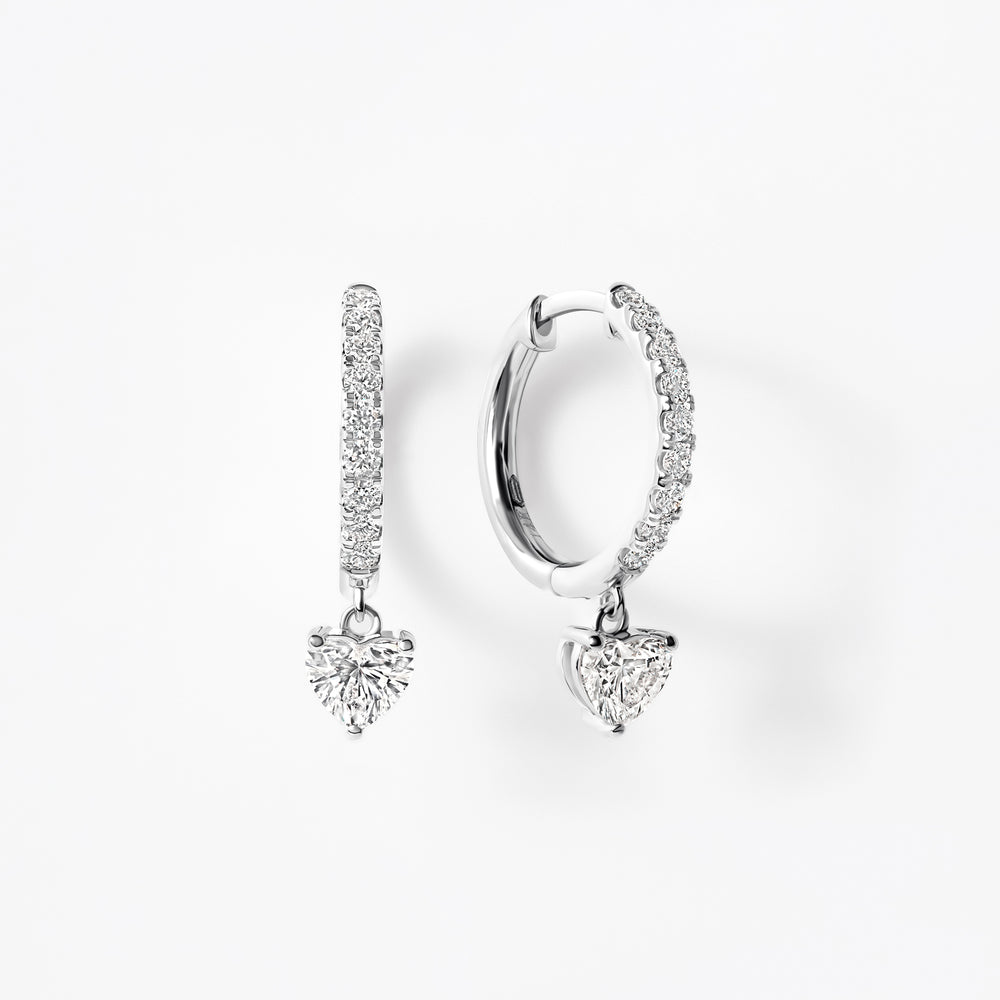 Heart Diamond Pavé Drop Huggie Earrings