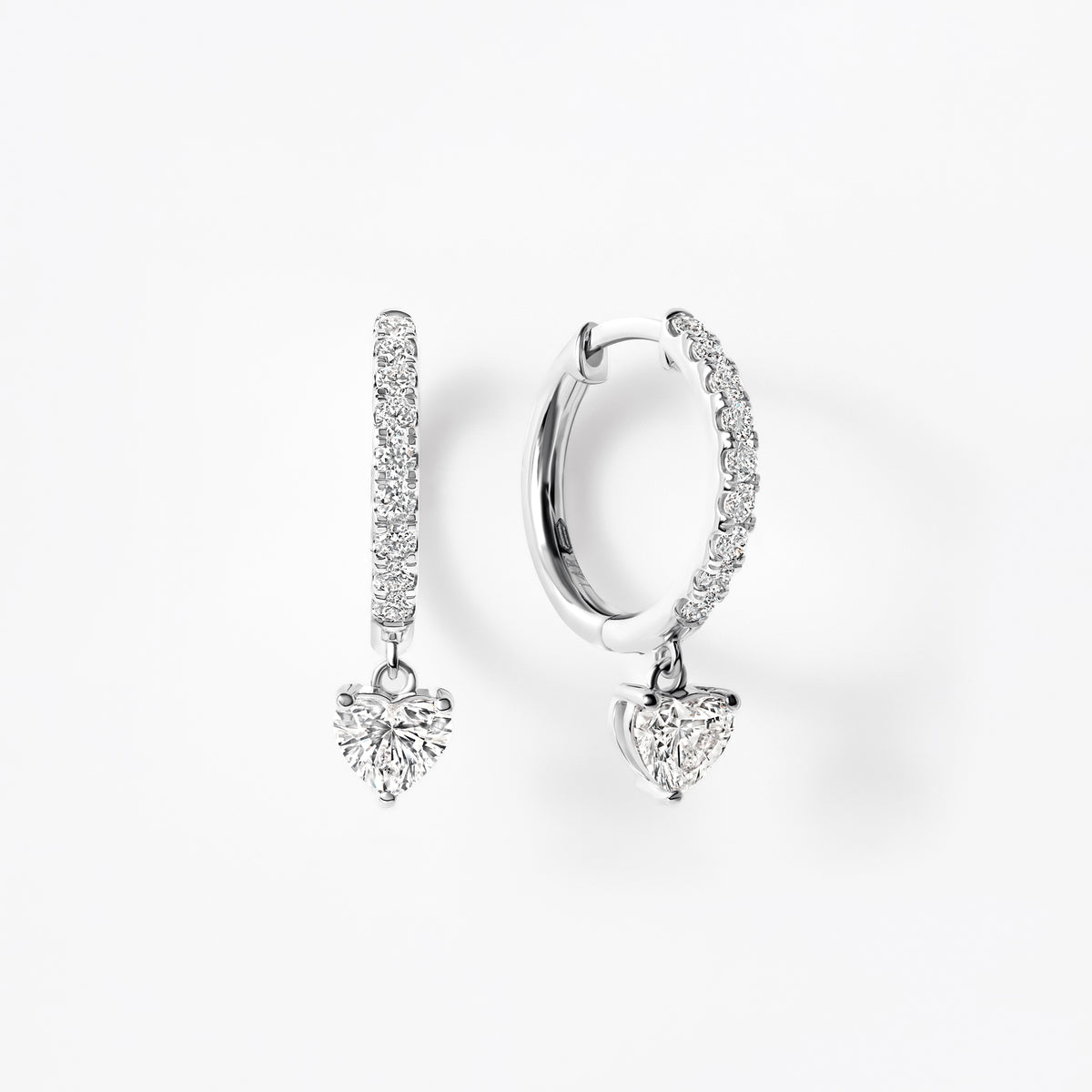 Heart Diamond Pavé Drop Earrings