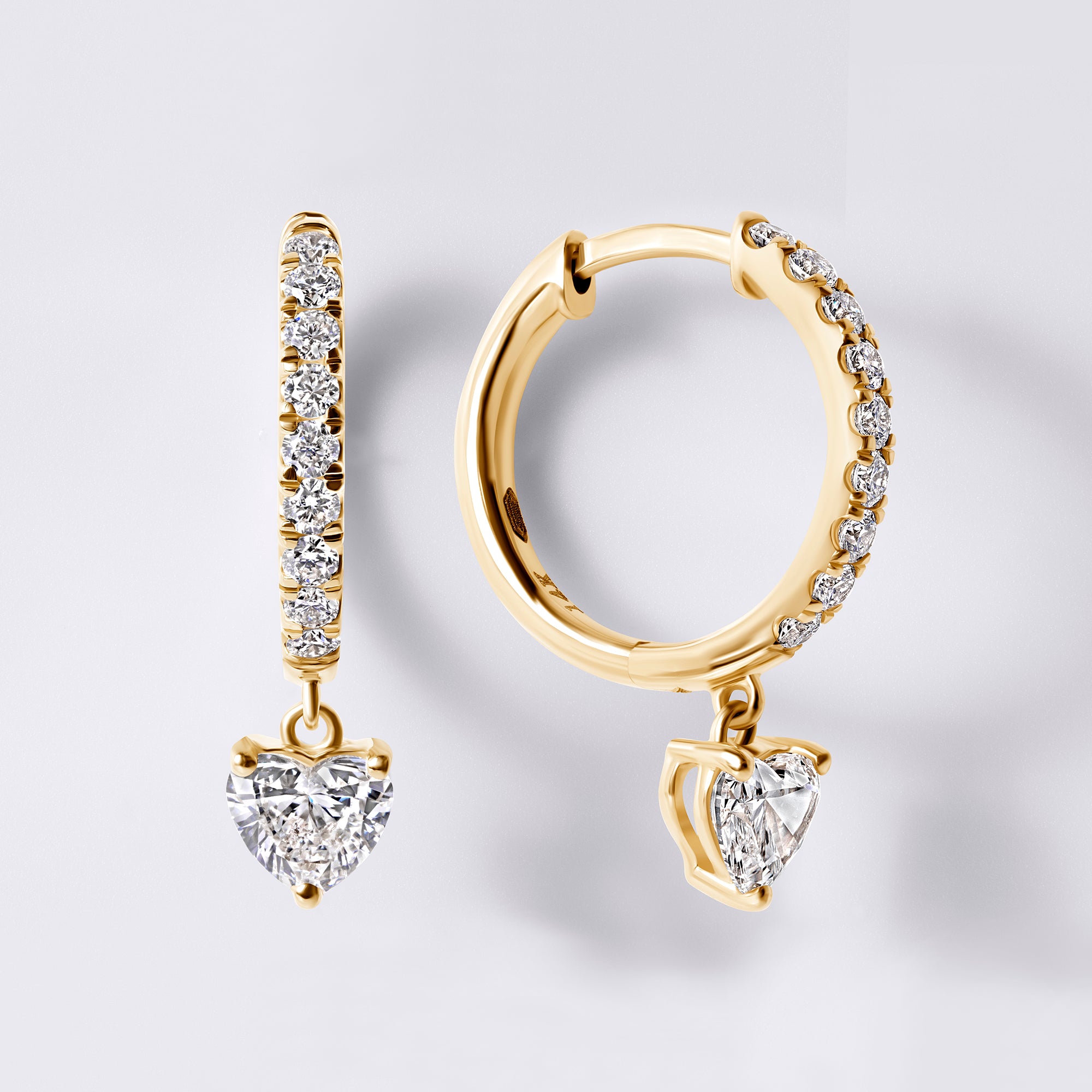 Heart Diamond Pavé Drop Earrings