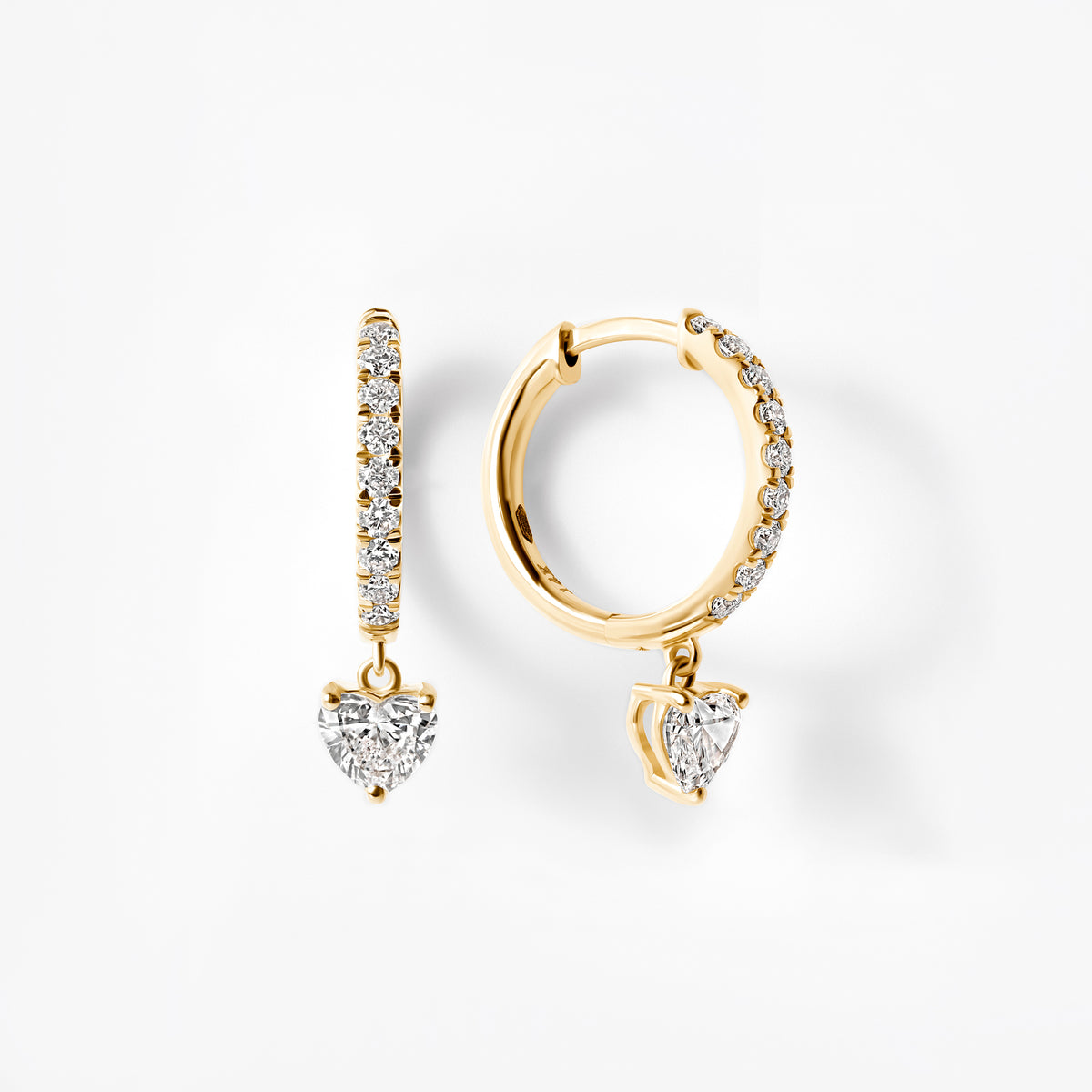 Heart Diamond Pavé Drop Earrings