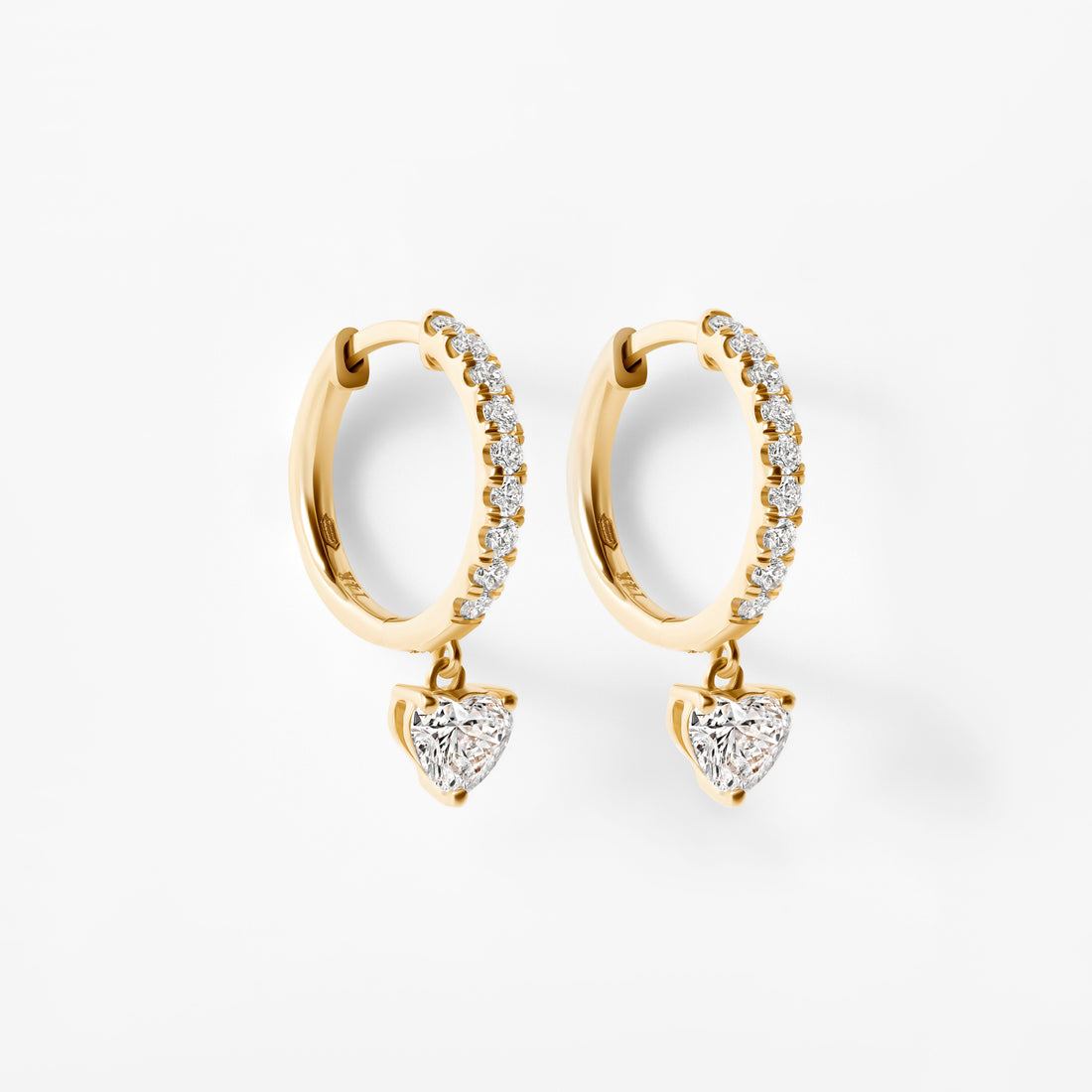 Heart Diamond Pavé Drop Huggie Earrings