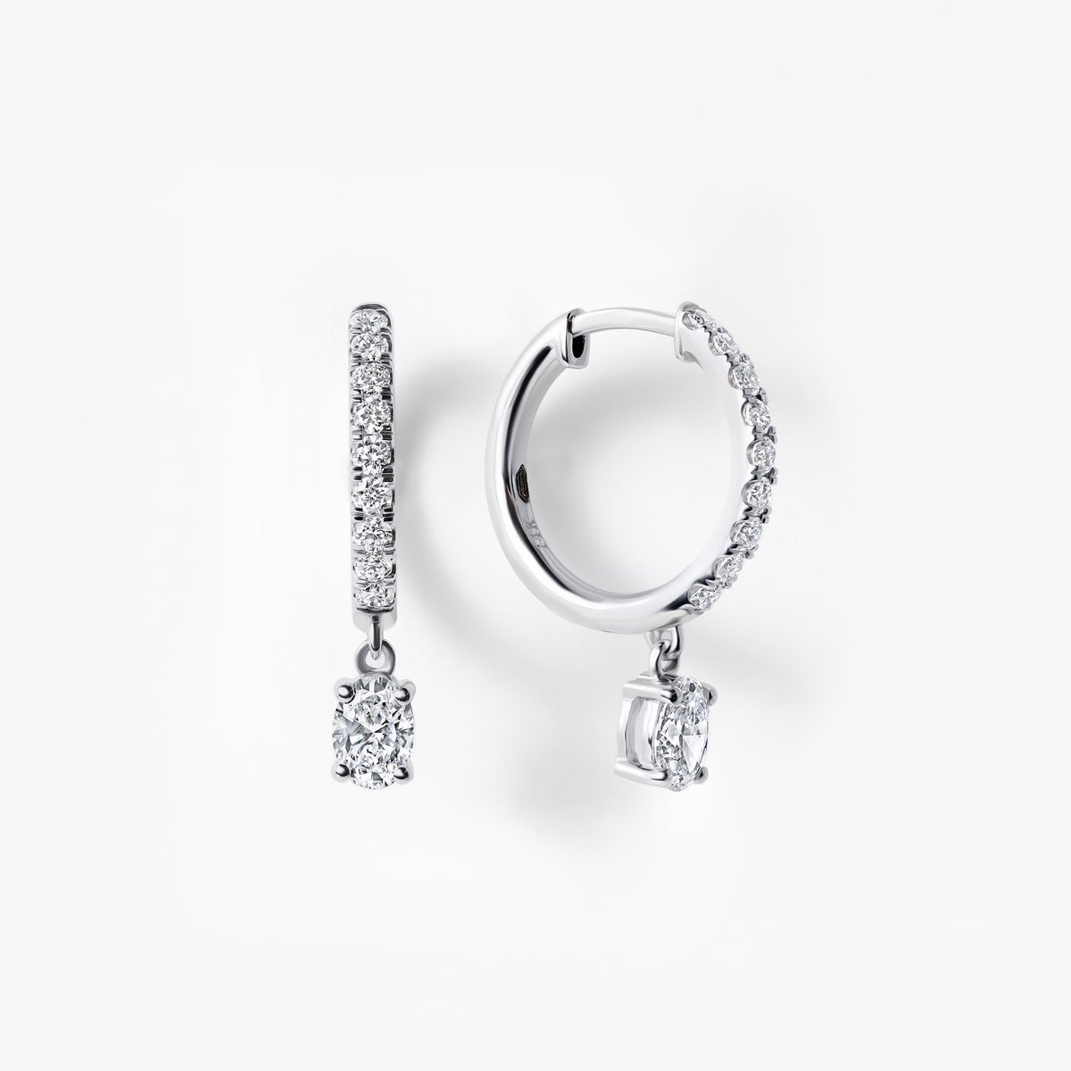 Oval Diamond Pavé Drop Earrings