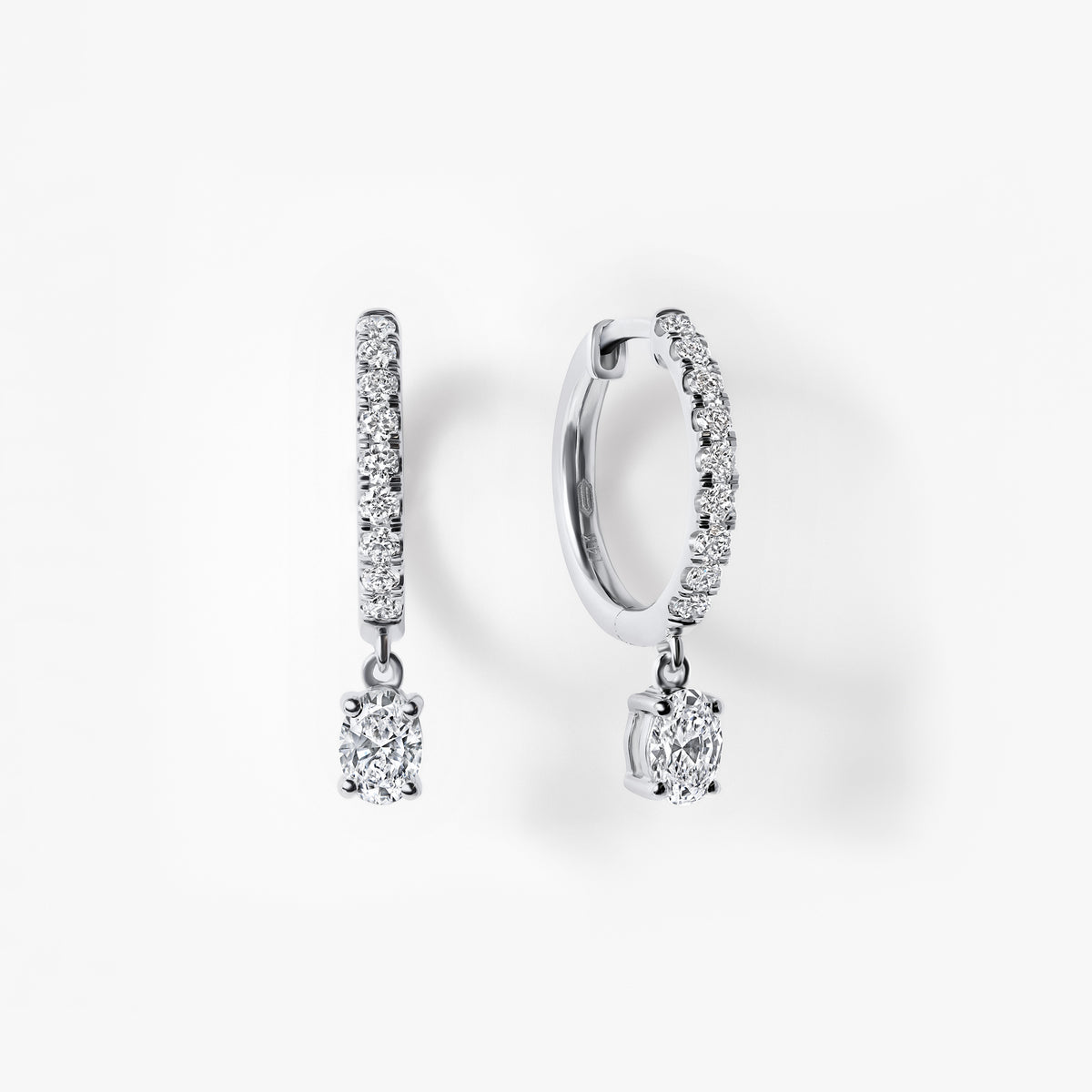 Oval Diamond Pavé Drop Earrings