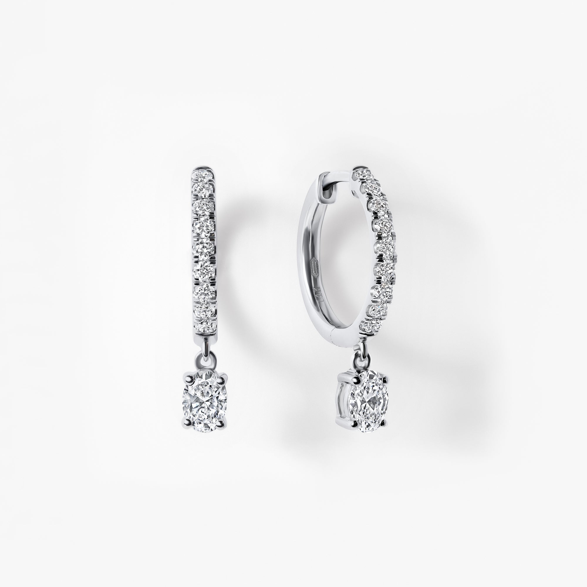 Oval Diamond Pavé Drop Earrings