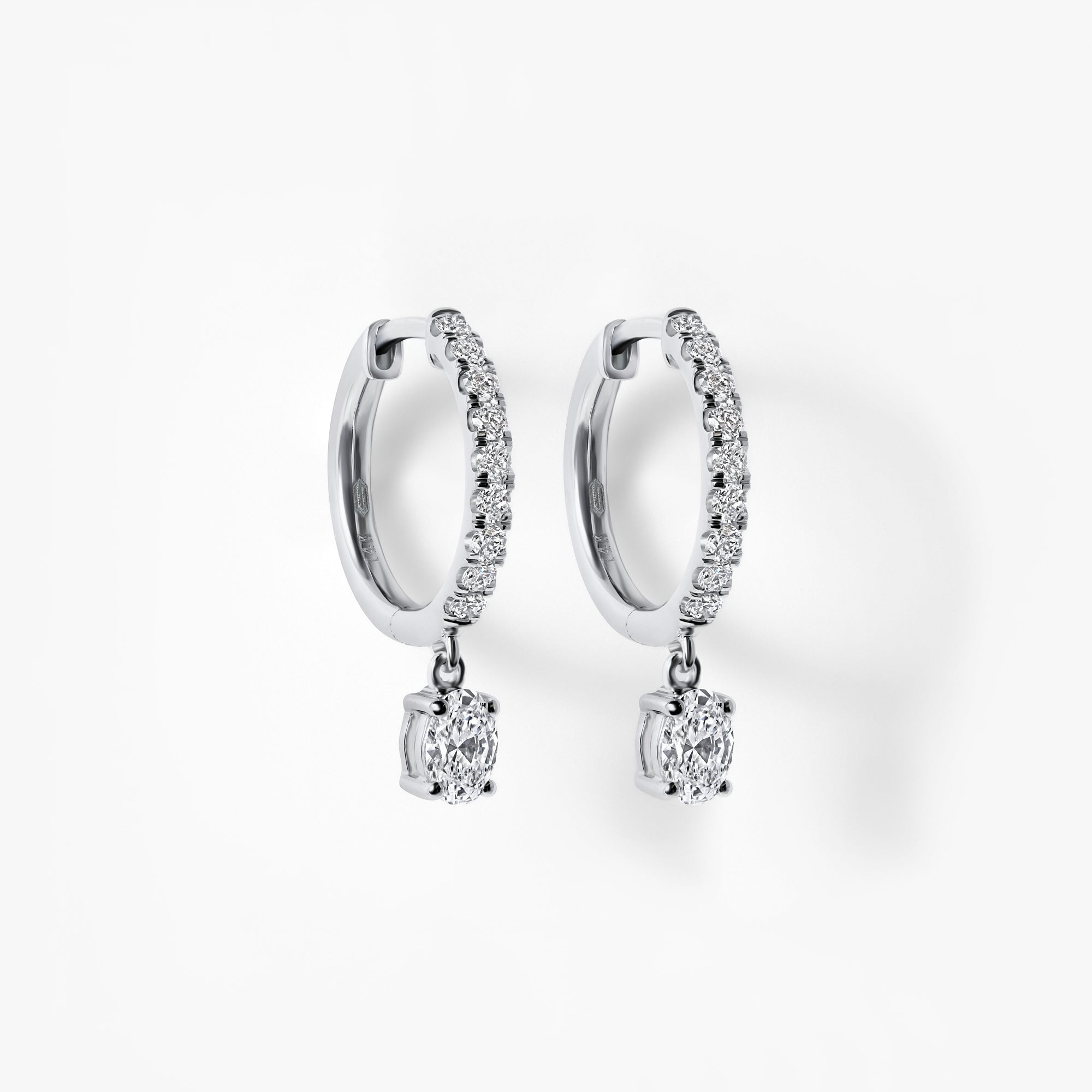 Oval Diamond Pavé Drop Earrings