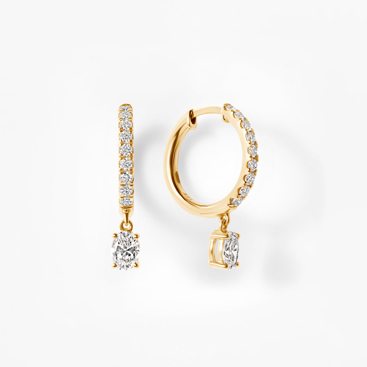 Oval Diamond Pavé Drop Earrings