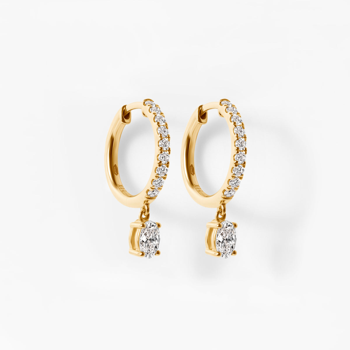 Oval Diamond Pavé Drop Earrings