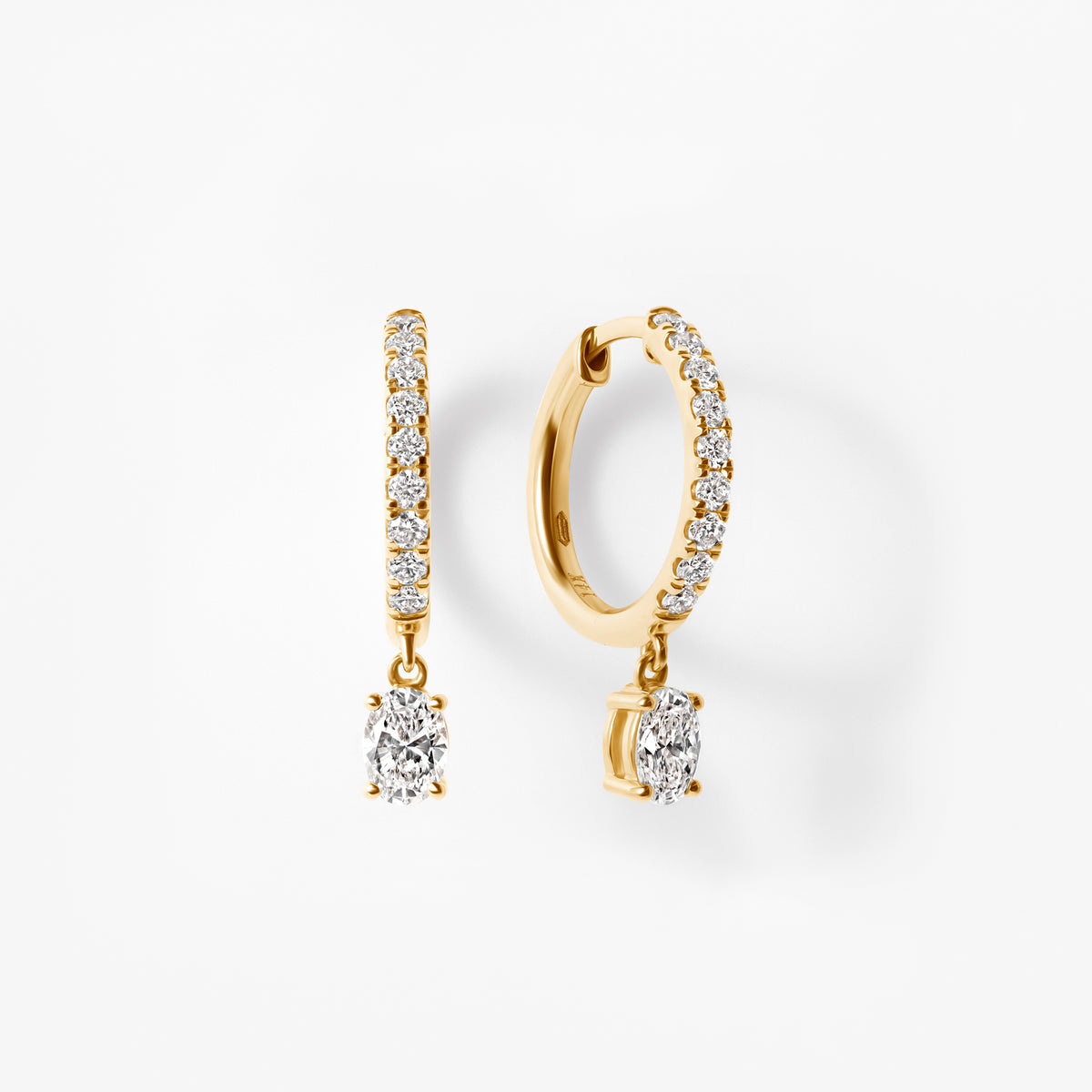 Oval Diamond Pavé Drop Earrings