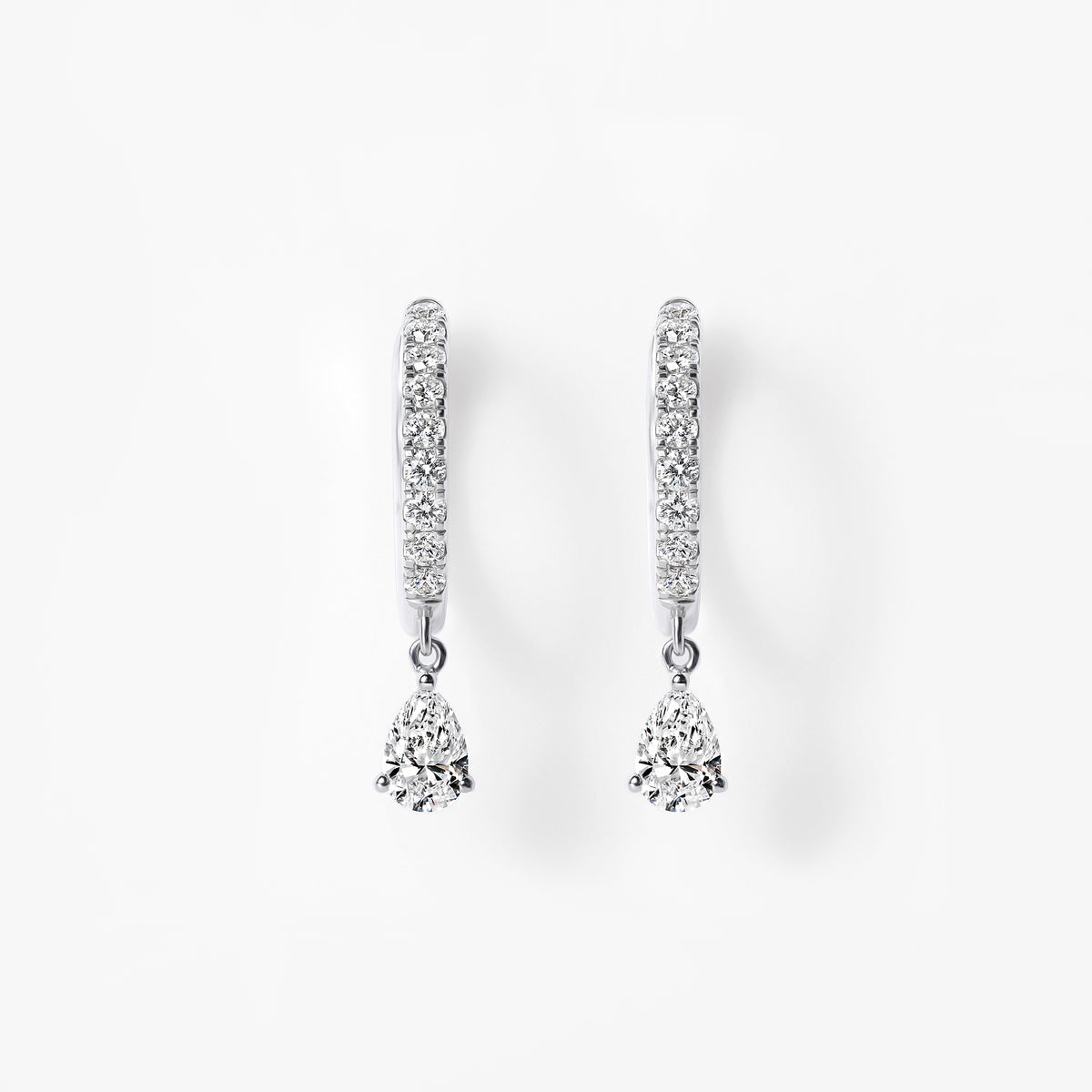 Pear Diamond Pavé Drop Huggie Earrings