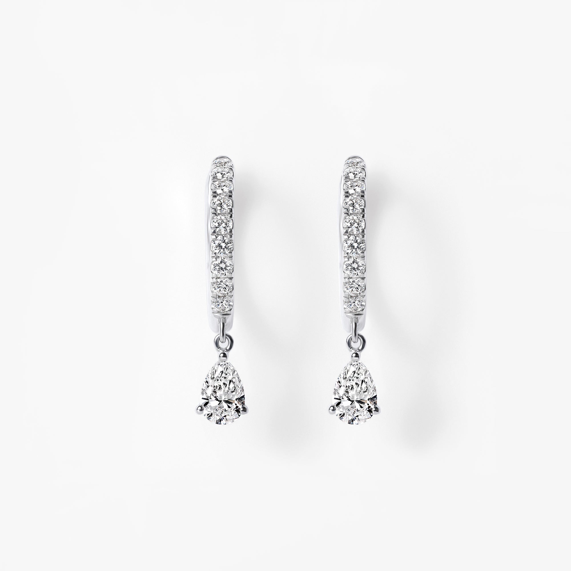 Pear Diamond Pavé Drop Huggie Earrings