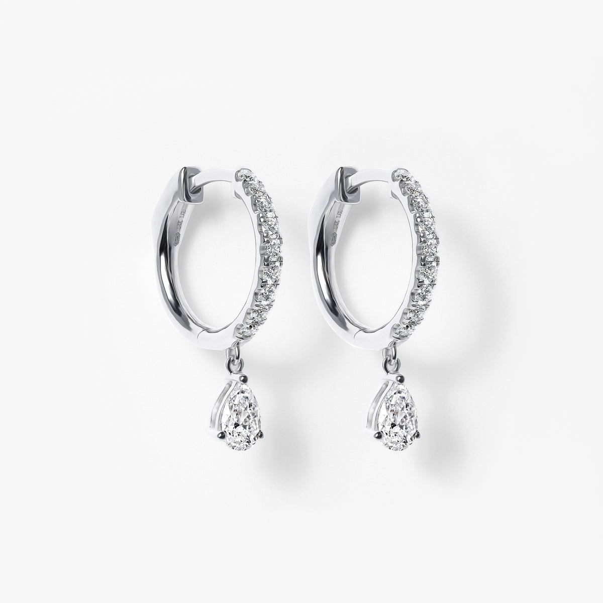 Pear Diamond Pavé Drop Huggie Earrings