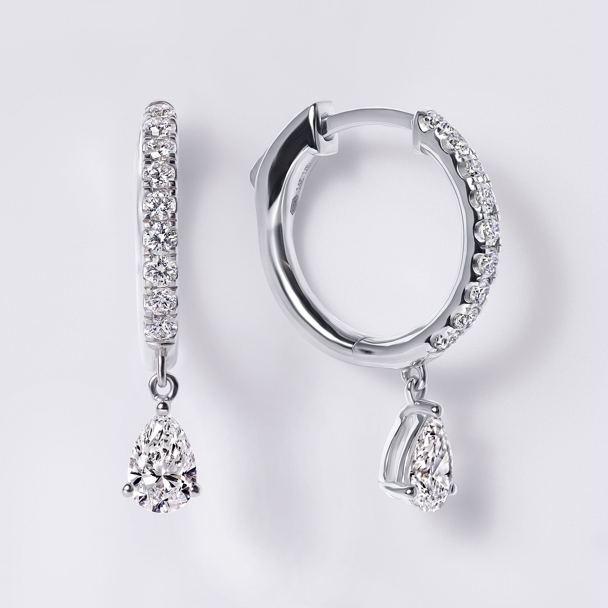 Pear Diamond Pavé Drop Huggie Earrings