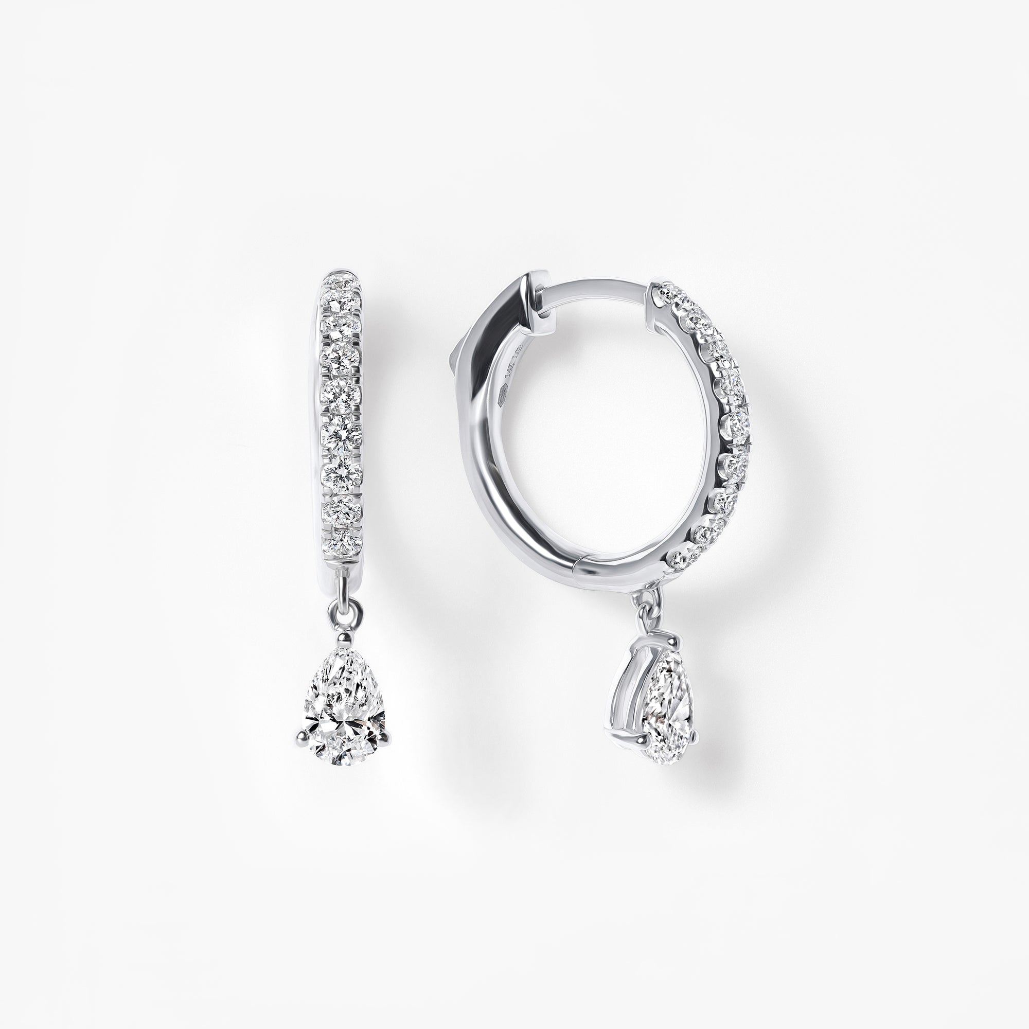 Pear Diamond Pavé Drop Huggie Earrings