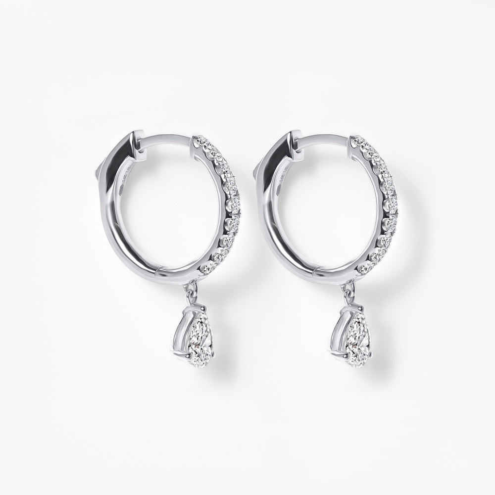 Pear Diamond Pavé Drop Huggie Earrings