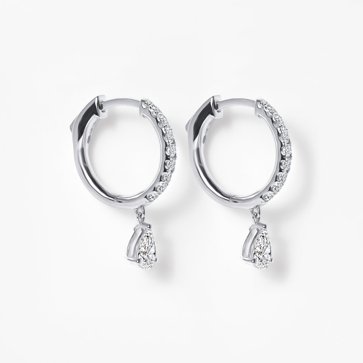 Pear Diamond Pavé Drop Huggie Earrings