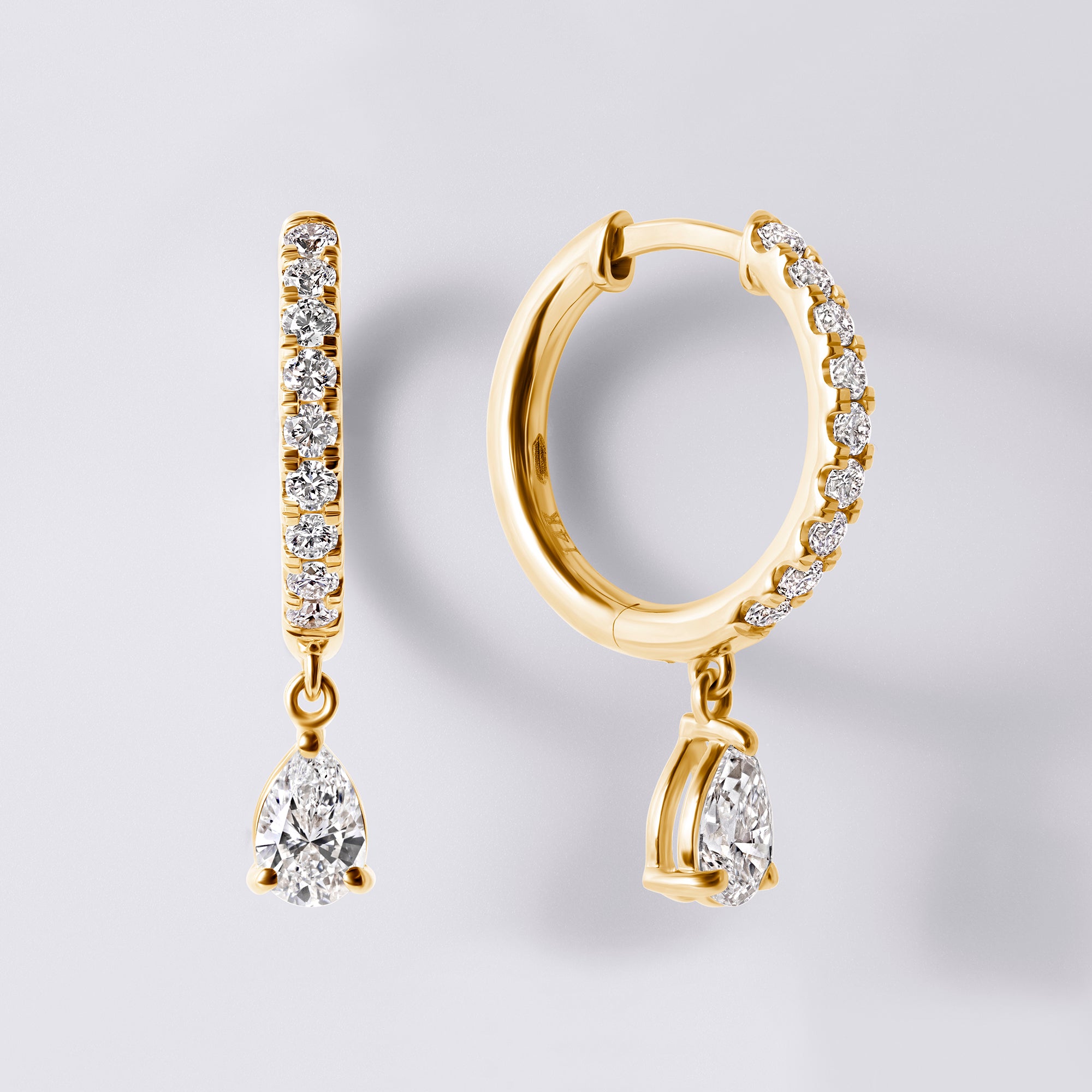 Pear Diamond Pavé Drop Huggie Earrings