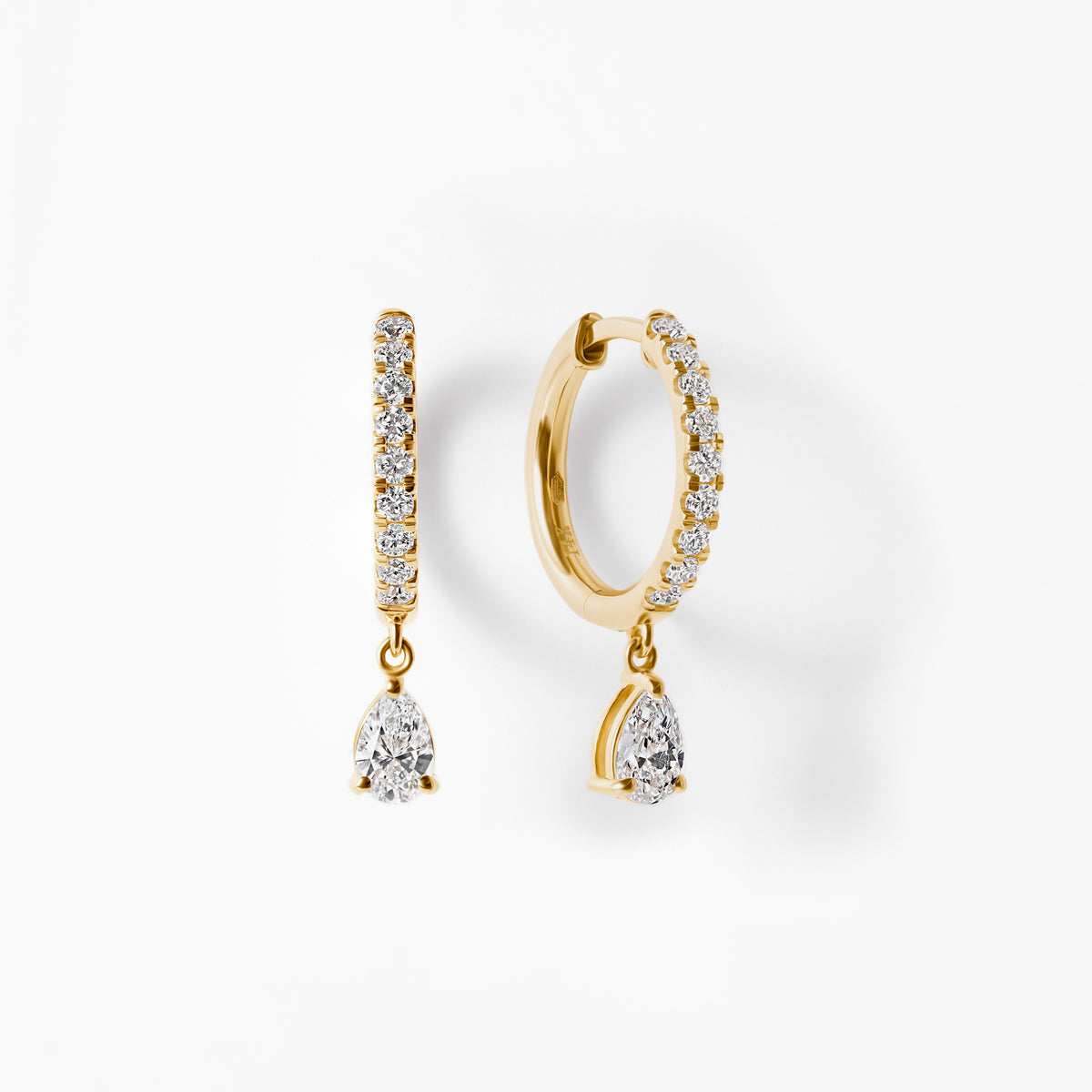 Pear Diamond Pavé Drop Huggie Earrings