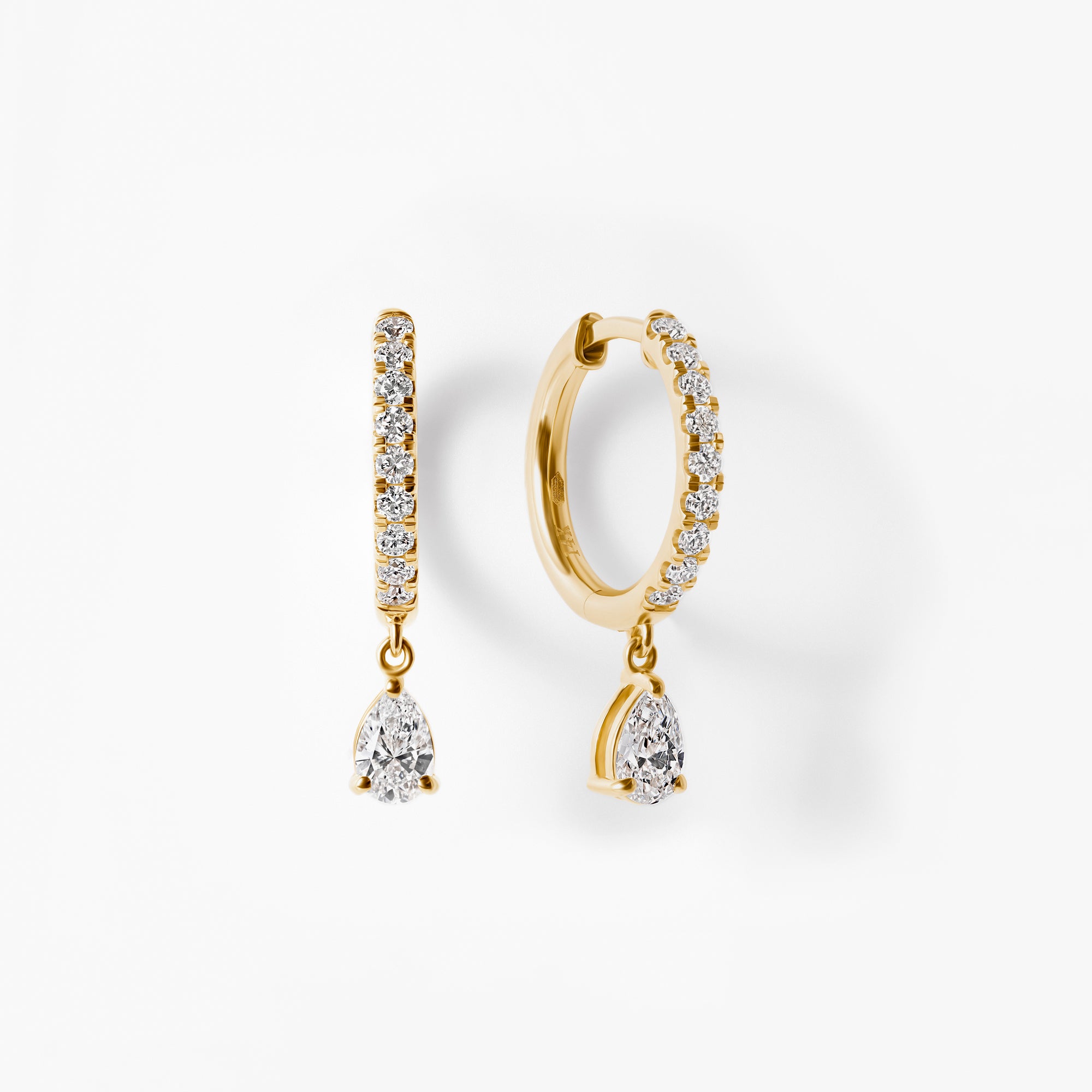 Pear Diamond Pavé Drop Huggie Earrings