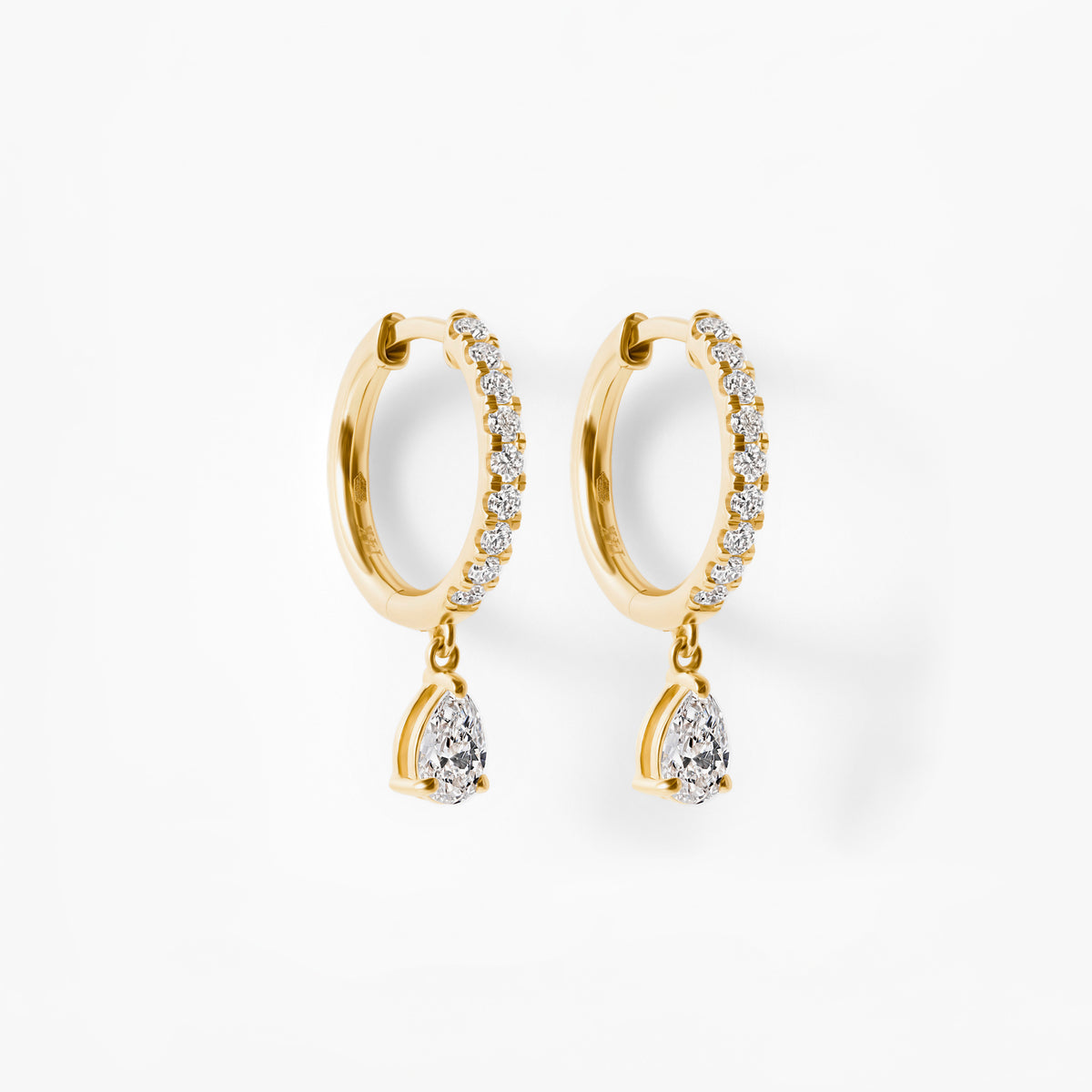 Pear Diamond Pavé Drop Huggie Earrings