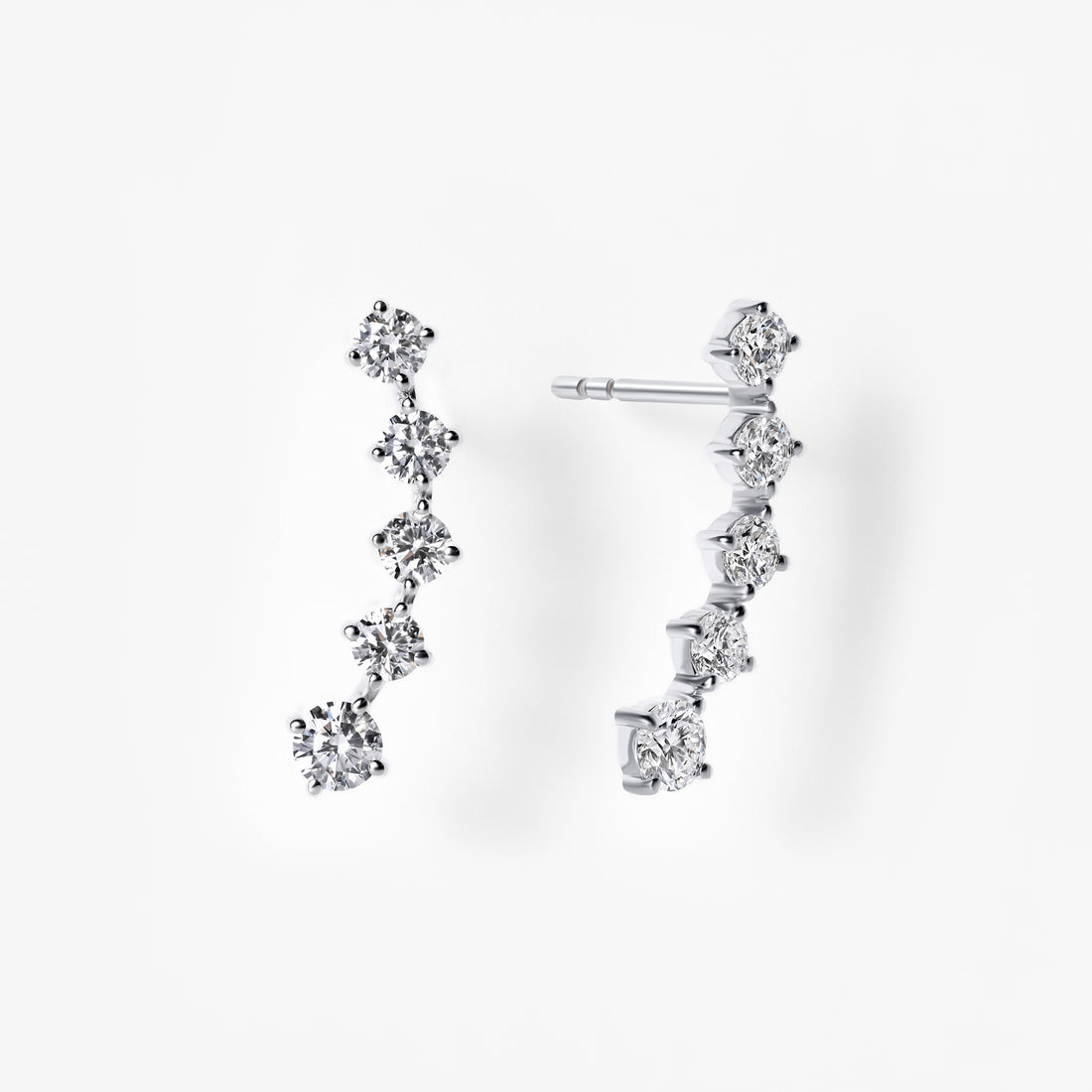Round Diamond Crawler Earrings
