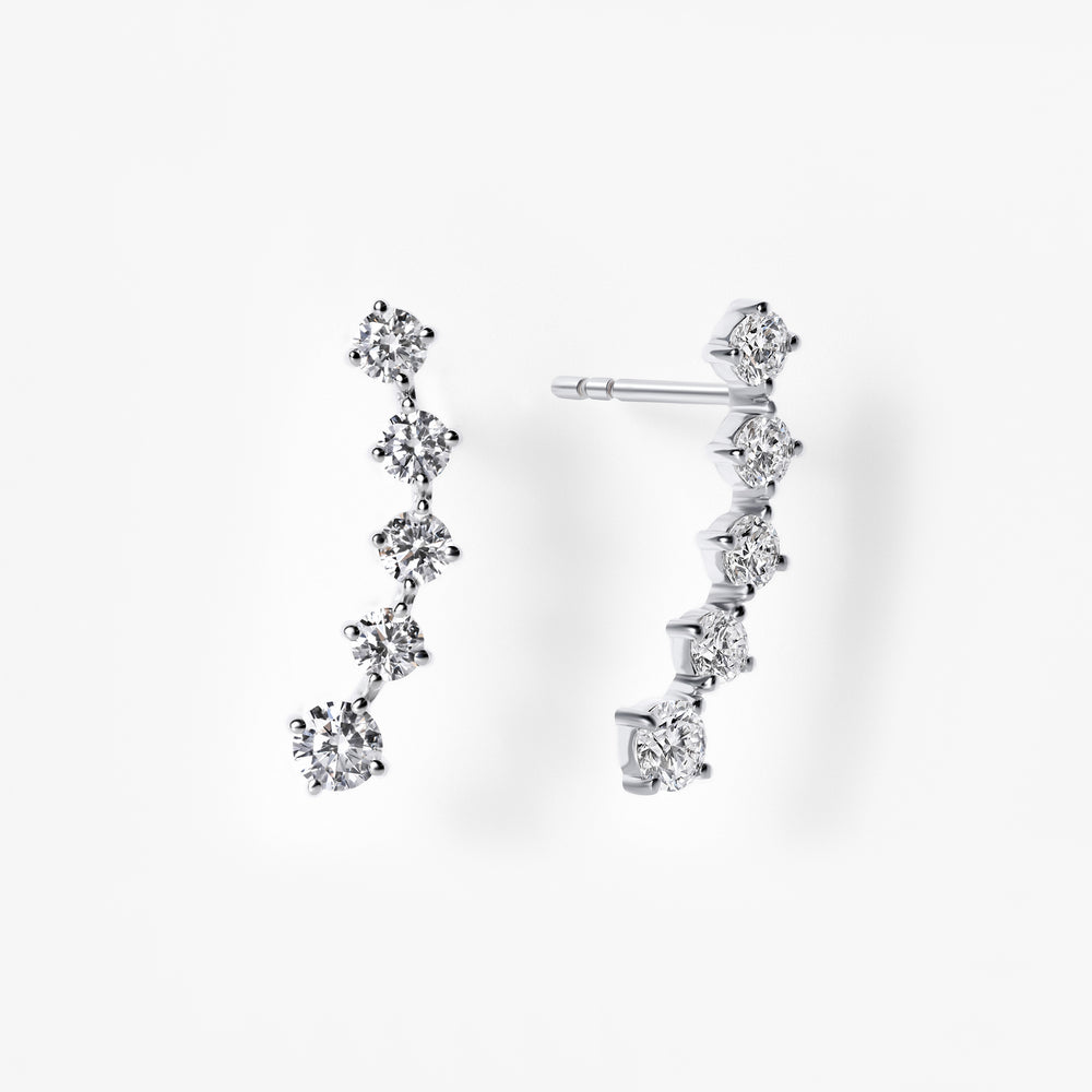 Round Diamond Crawler Earrings