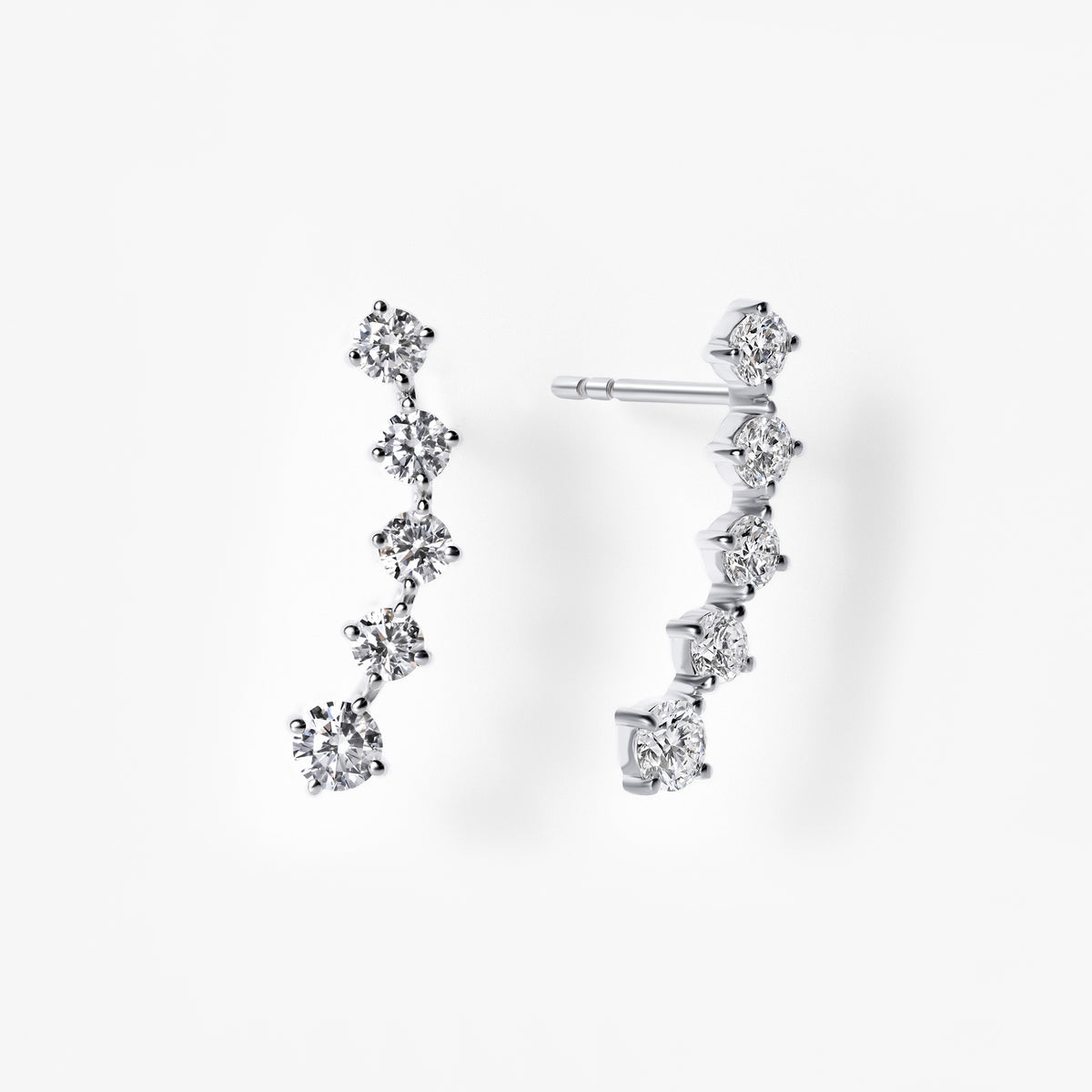 Round Diamond Crawler Earrings