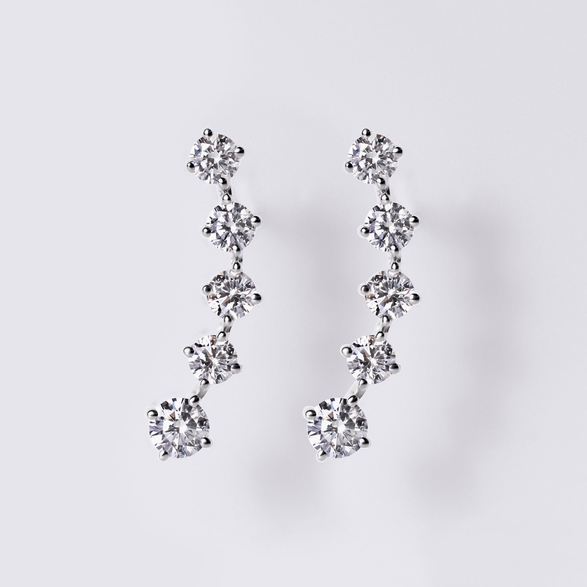5 Round Diamond Earring Crawler (1CTW), White Gold