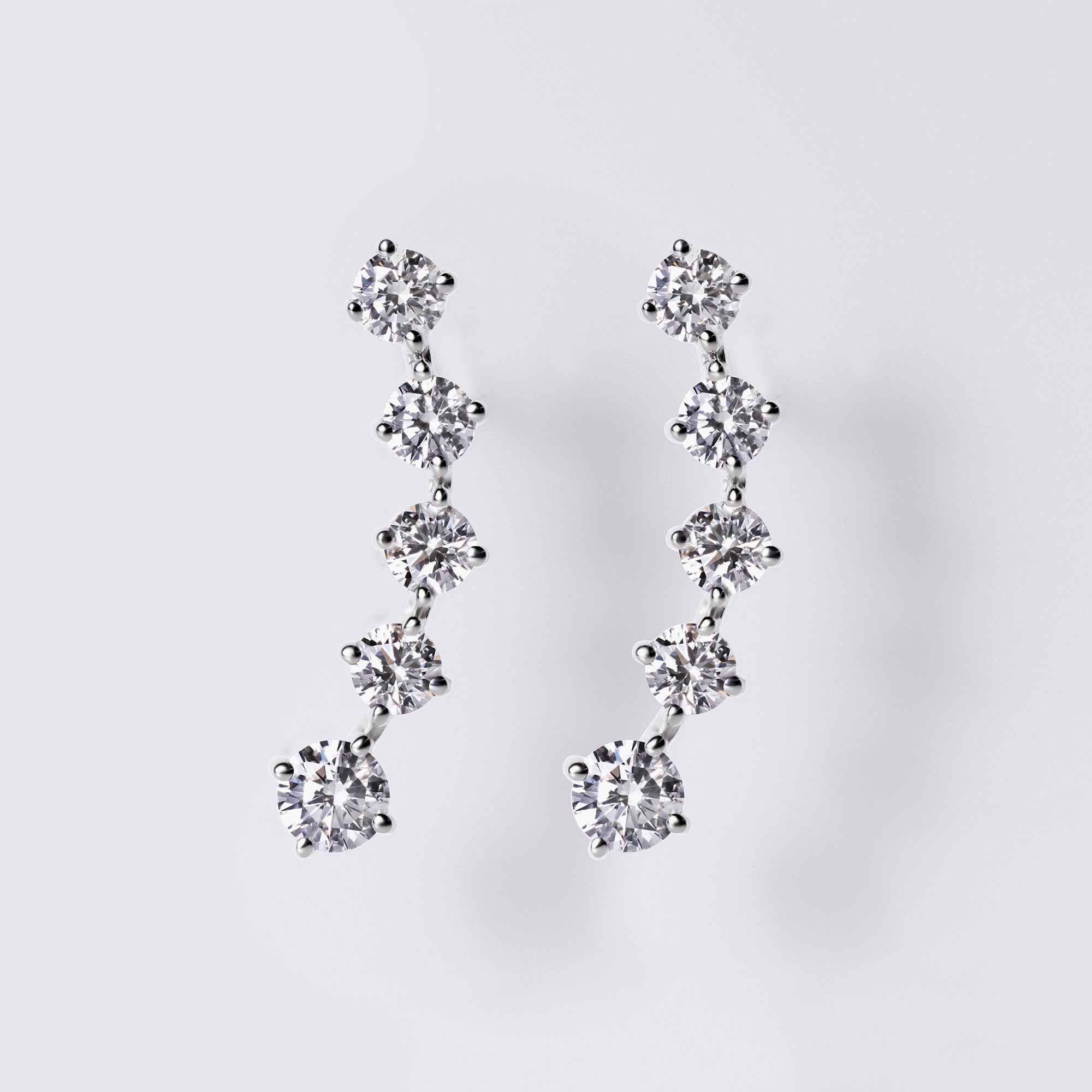 5 Round Diamond Earring Crawler (1CTW), White Gold