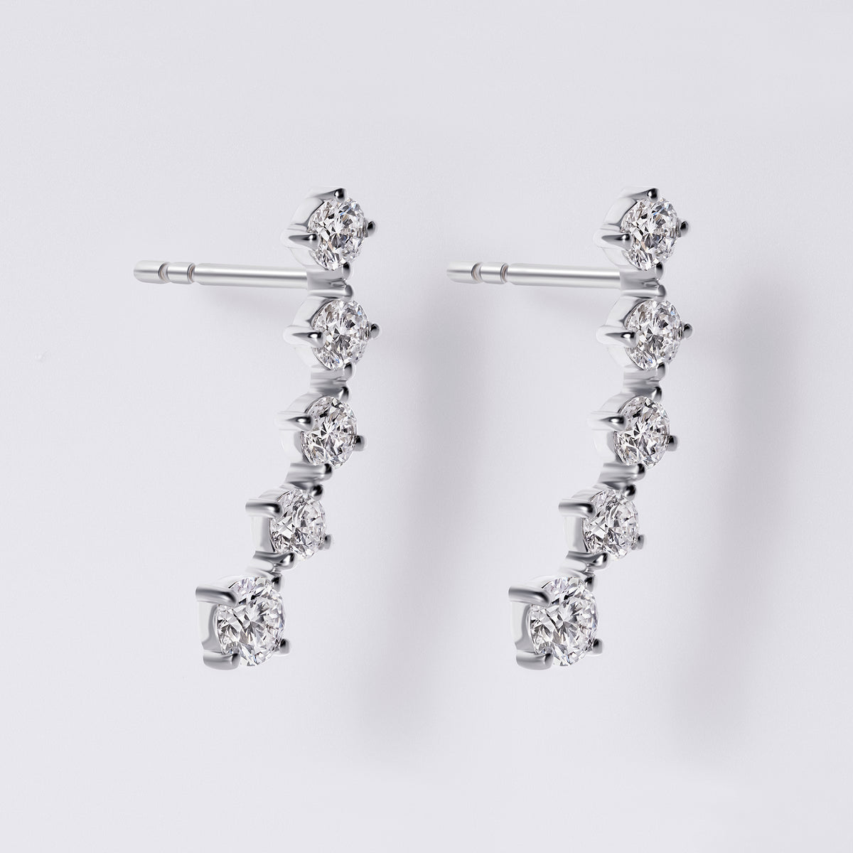 5 Round Diamond Earring Crawler (1CTW), White Gold