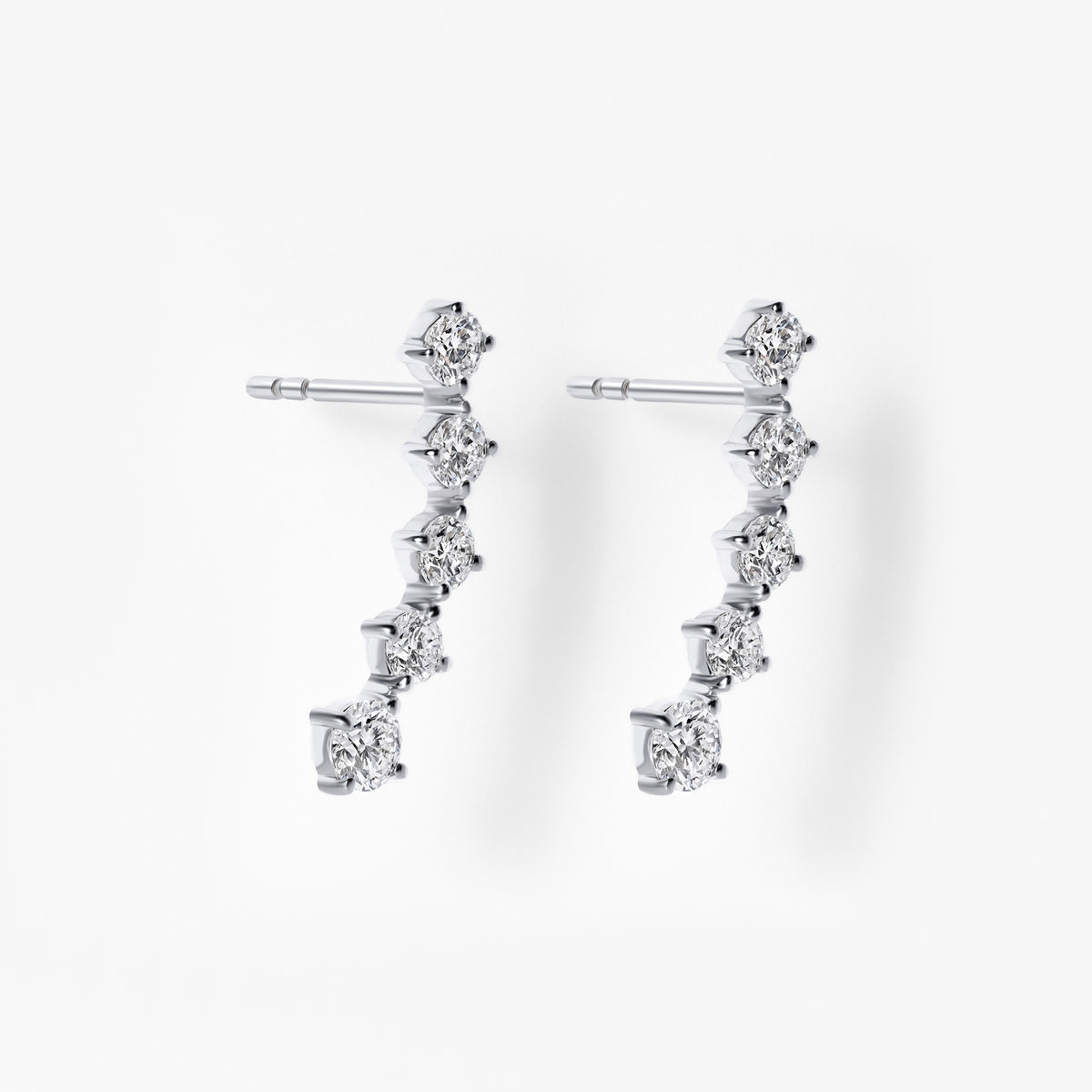 Round Diamond Crawler Earrings