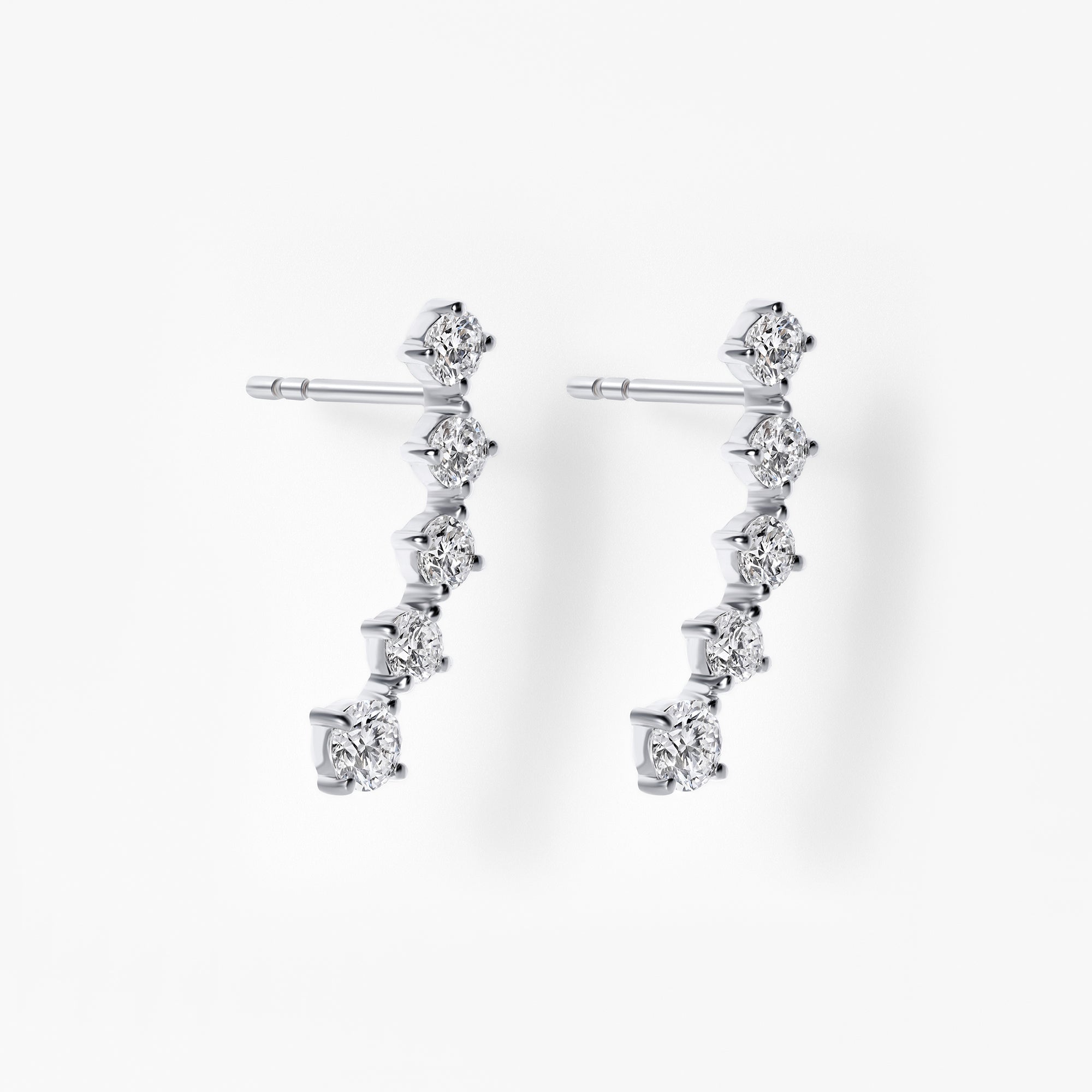 Round Diamond Crawler Earrings