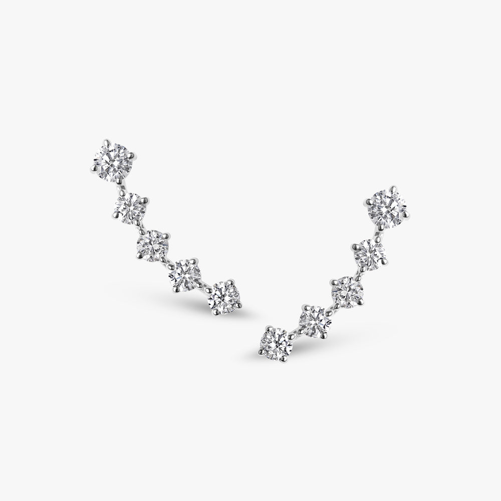 Round Diamond Crawler Earrings