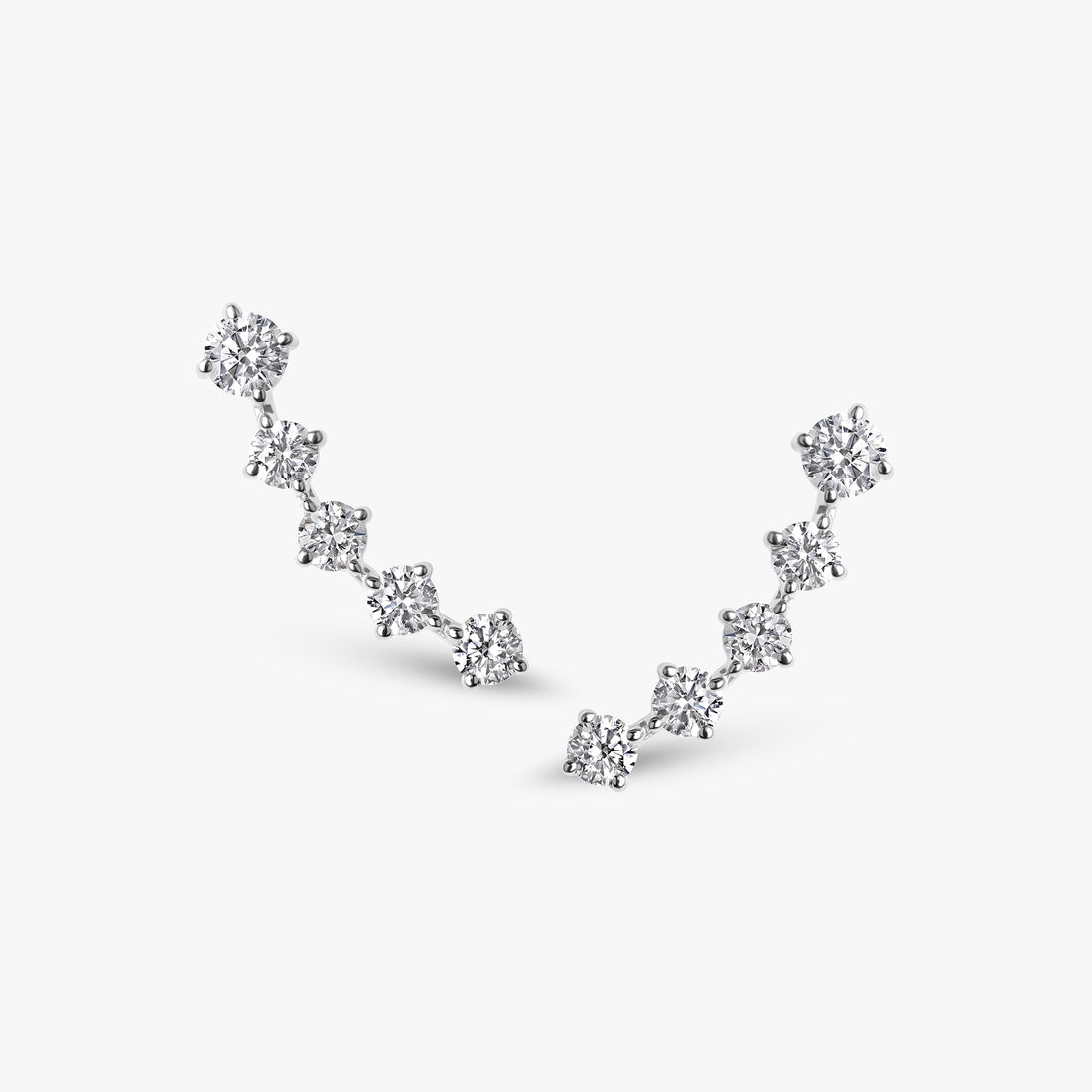Round Diamond Crawler Earrings