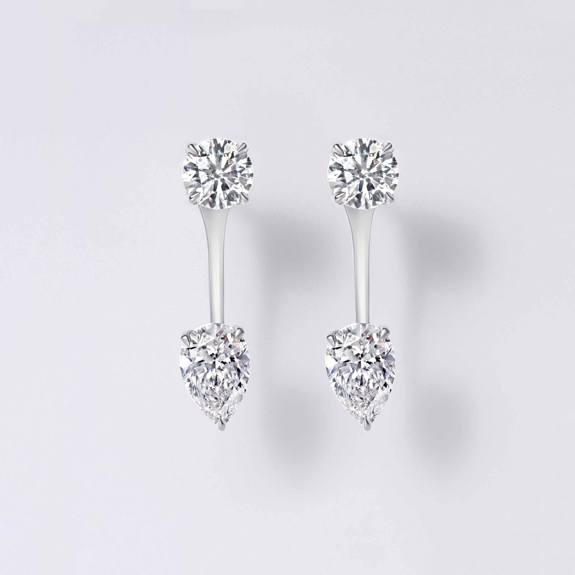 Round and Pear Removable Earring Jackets (1 1/4CTW ), White Gold