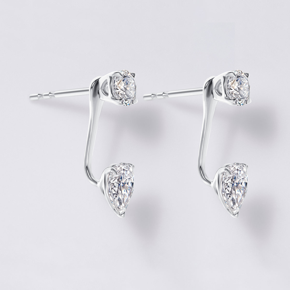 Round and Pear Removable Earring Jackets (1 1/4CTW ), White Gold