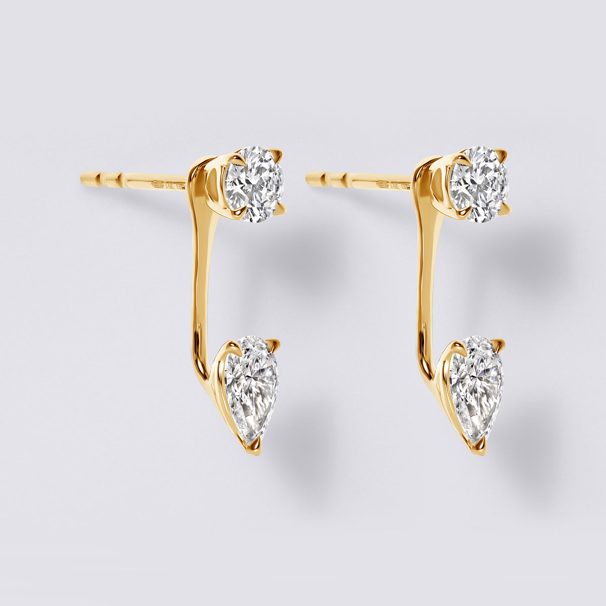 Round and Pear Removable Earring Jackets (1 1/4CTW ), Yellow Gold