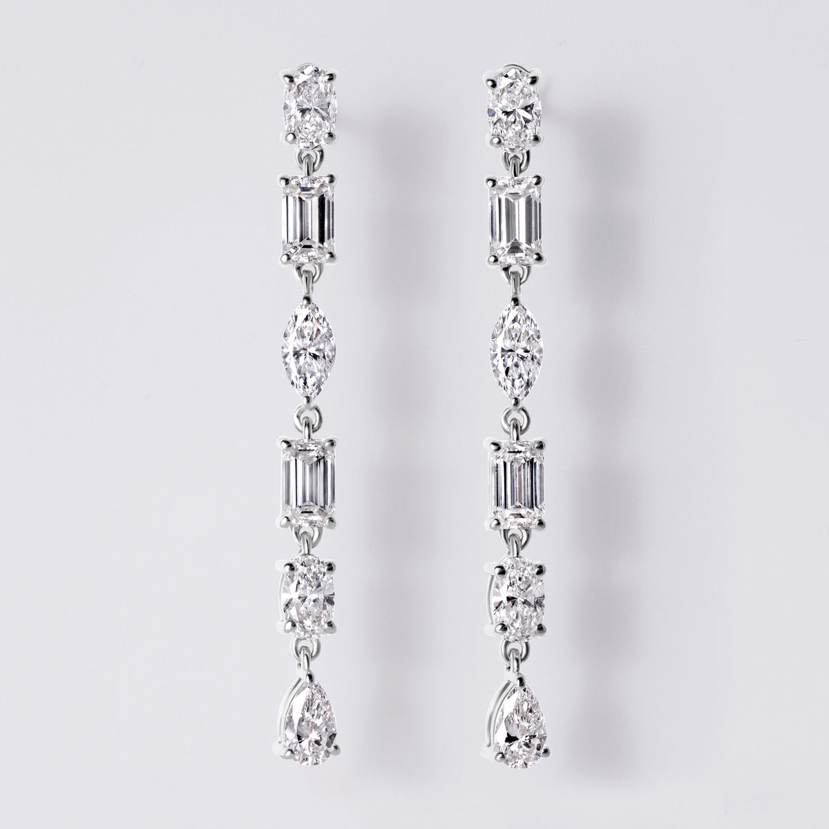 Mixed Shape Drop Earrings (3CTW), White Gold