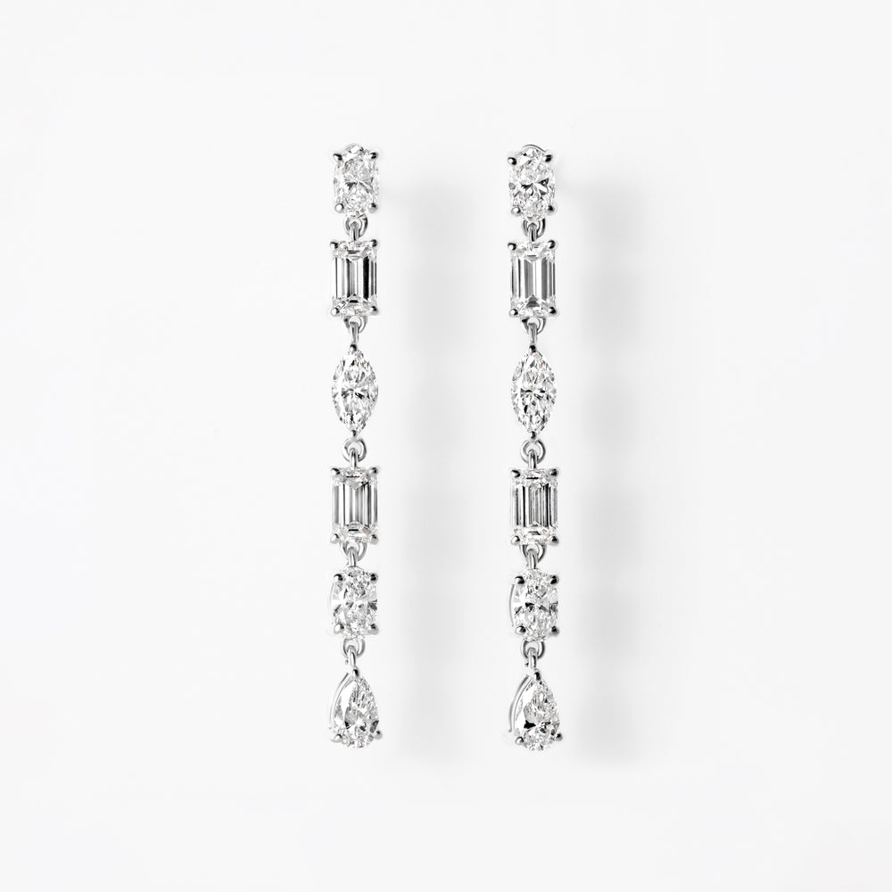 Mixed Shape Diamond Drop Earrings