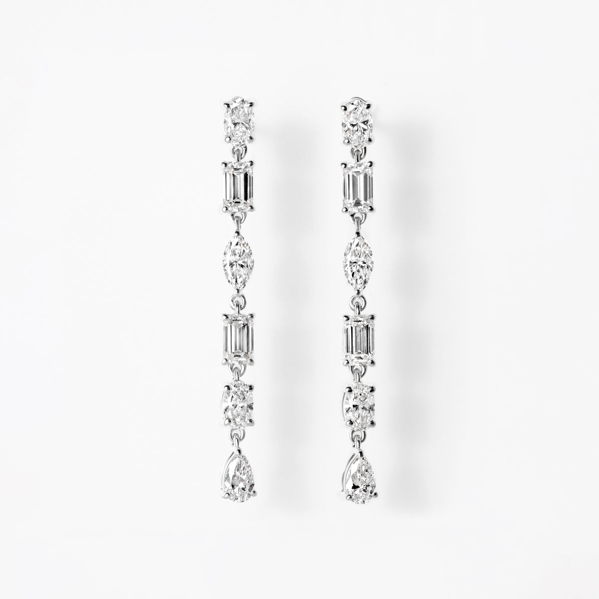 Mixed Shape Diamond Drop Earrings