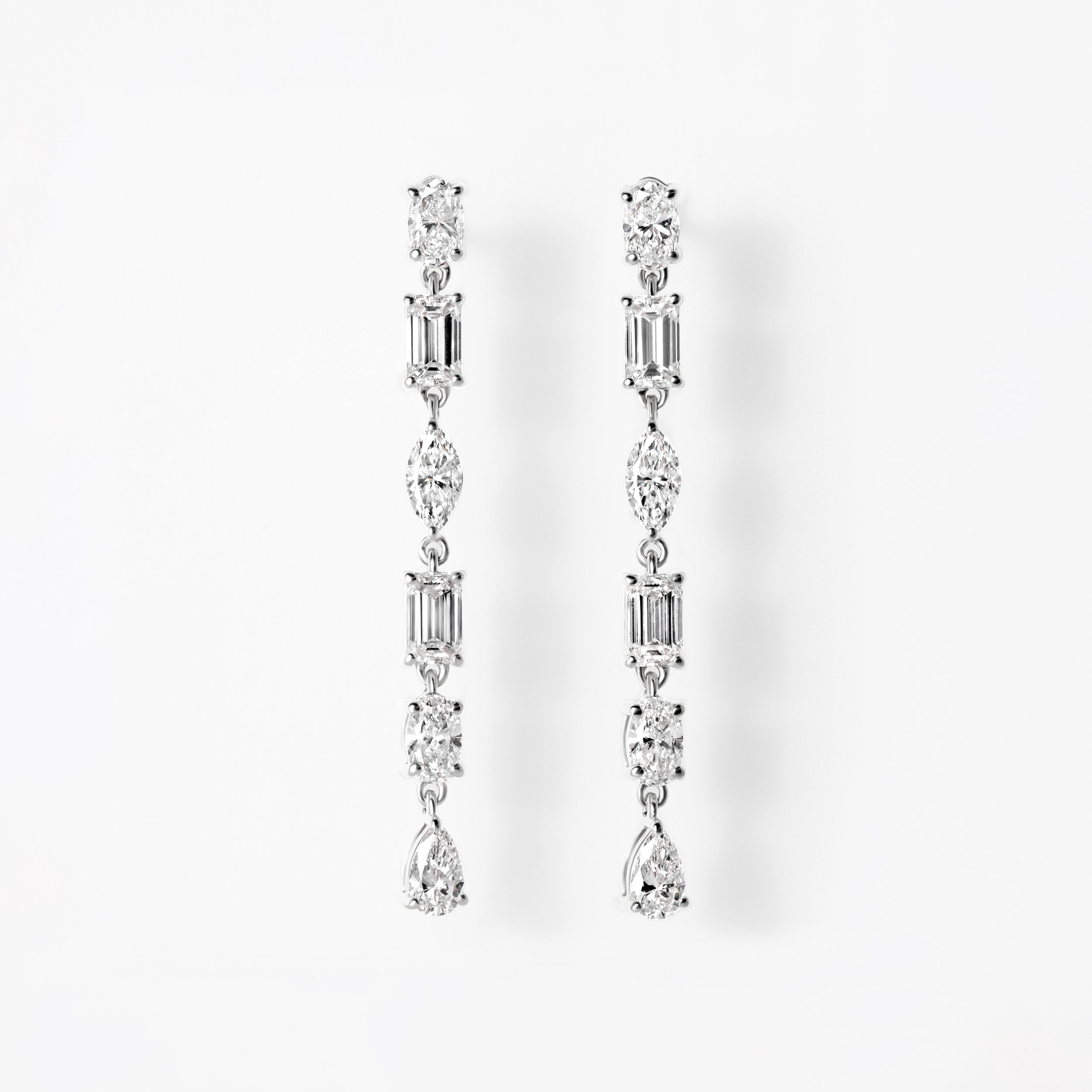 Mixed Shape Diamond Drop Earrings