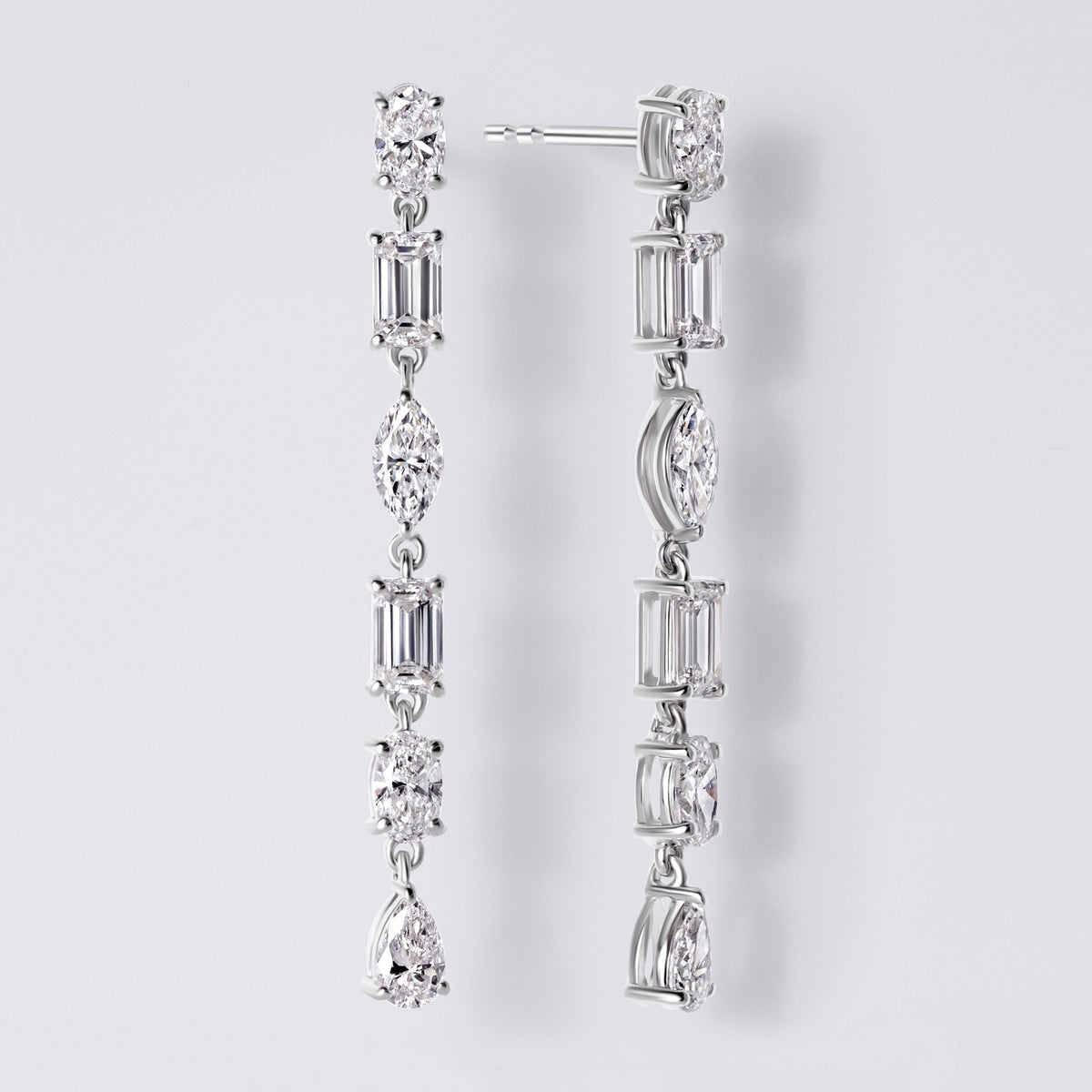 Mixed Shape Drop Earrings (3CTW), White Gold