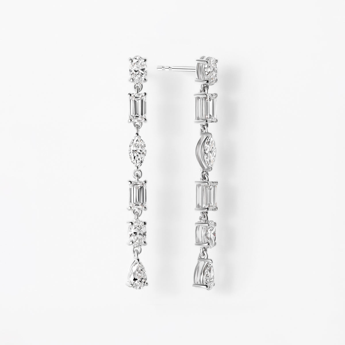 Mixed Shape Diamond Drop Earrings