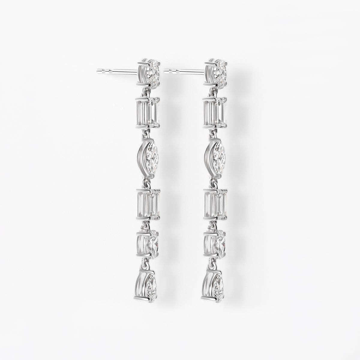 Mixed Shape Diamond Drop Earrings