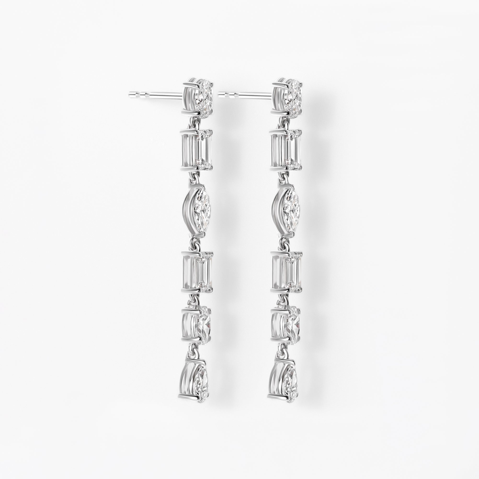 Mixed Shape Diamond Drop Earrings